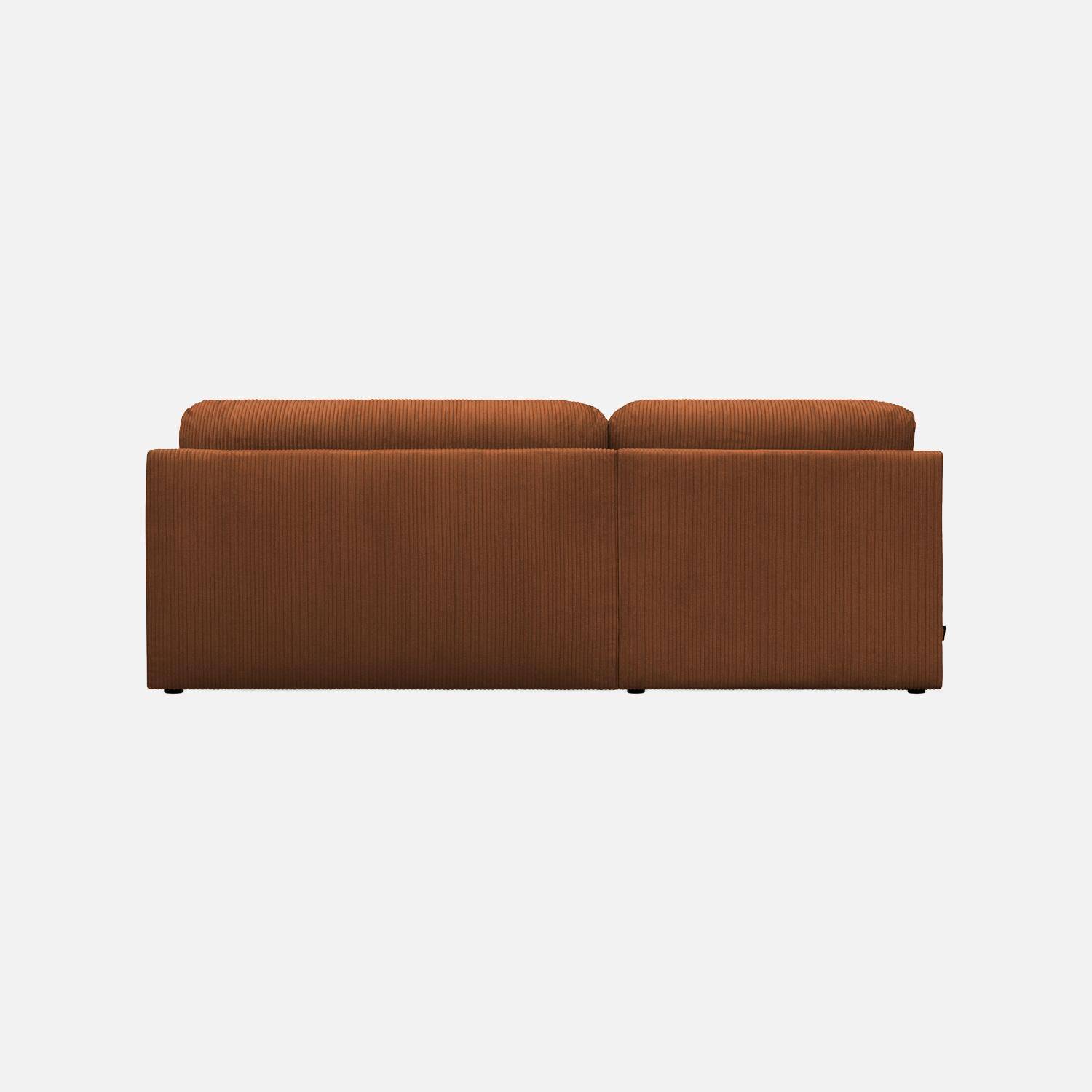 Banquette canapé d'angle gauche convertible 3 places velours côtelé avec coffre brique - Nelson,sweeek,Photo4
