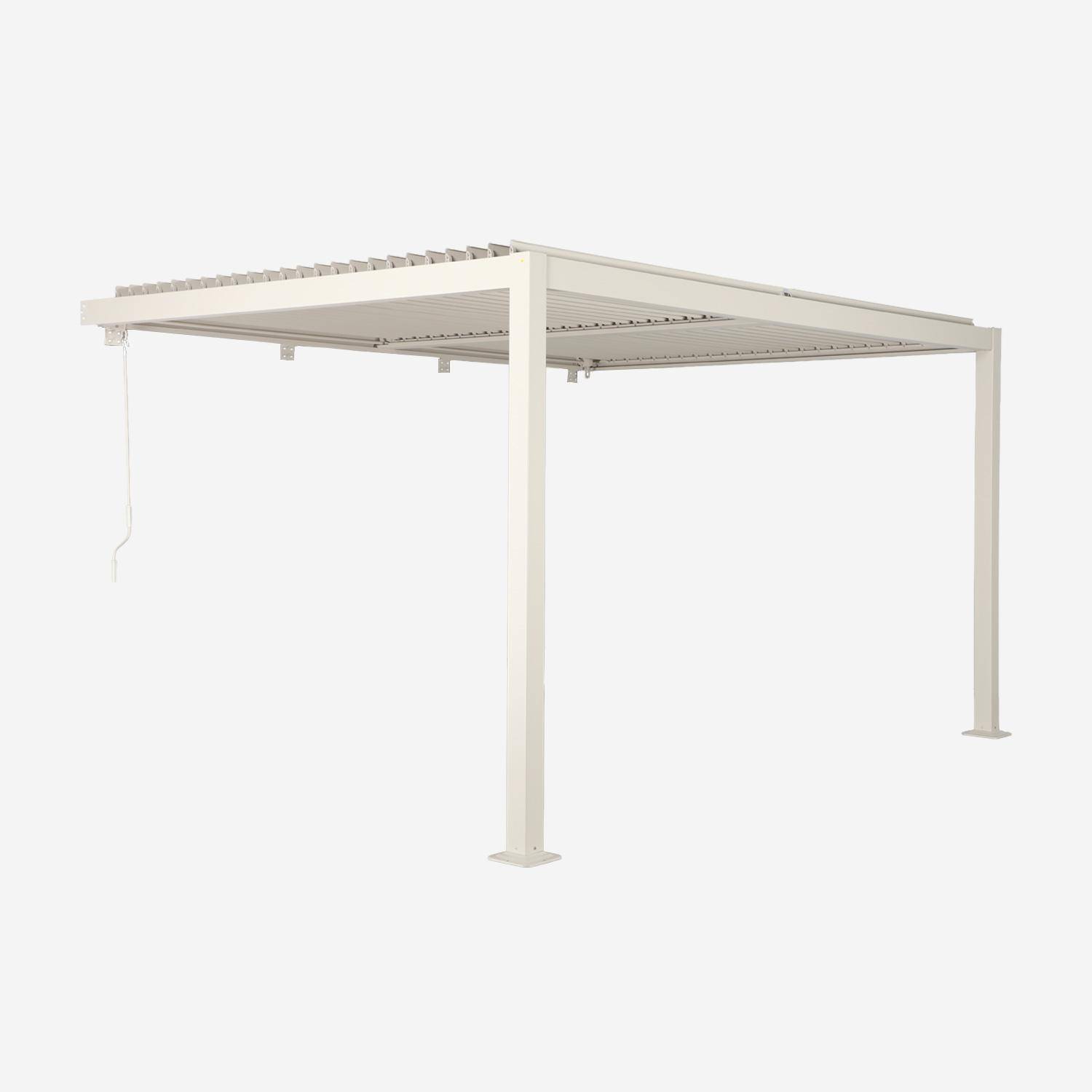 Pérgola bioclimática de alumínio adossada com lâminas orientáveis 3x4m, Palace 3x4m + encostada, Bege, 388x292x224 cm Photo2