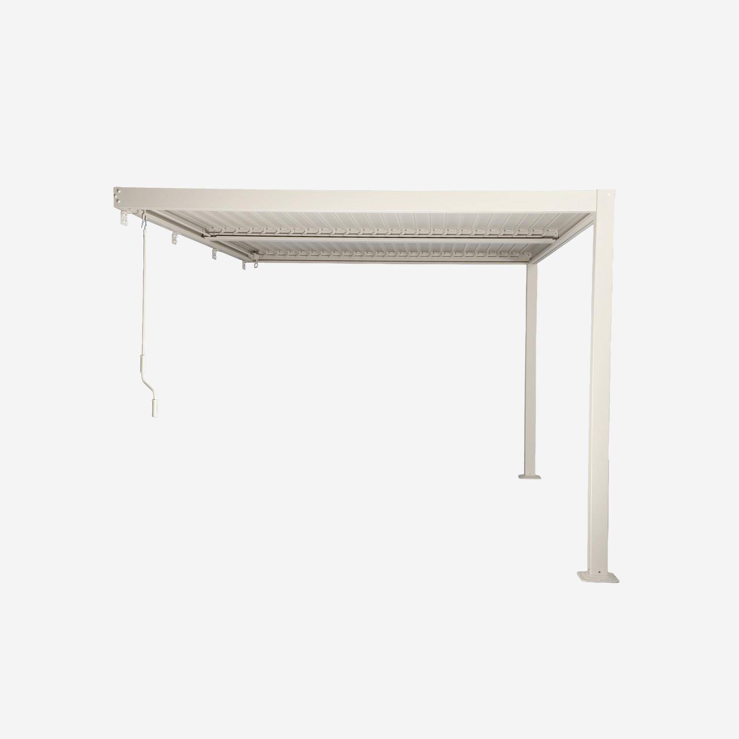Pérgola bioclimática de alumínio adossada com lâminas orientáveis 3x4m, Palace 3x4m + encostada, Bege, 388x292x224 cm,sweeek,Photo3