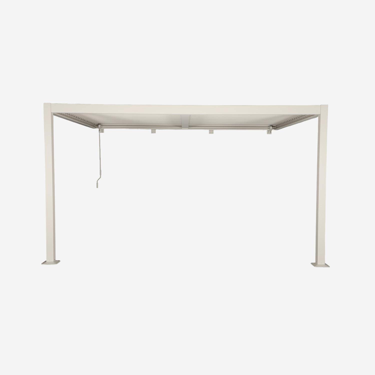 Pérgola bioclimática de alumínio adossada com lâminas orientáveis 3x4m, Palace 3x4m + encostada, Bege, 388x292x224 cm Photo4