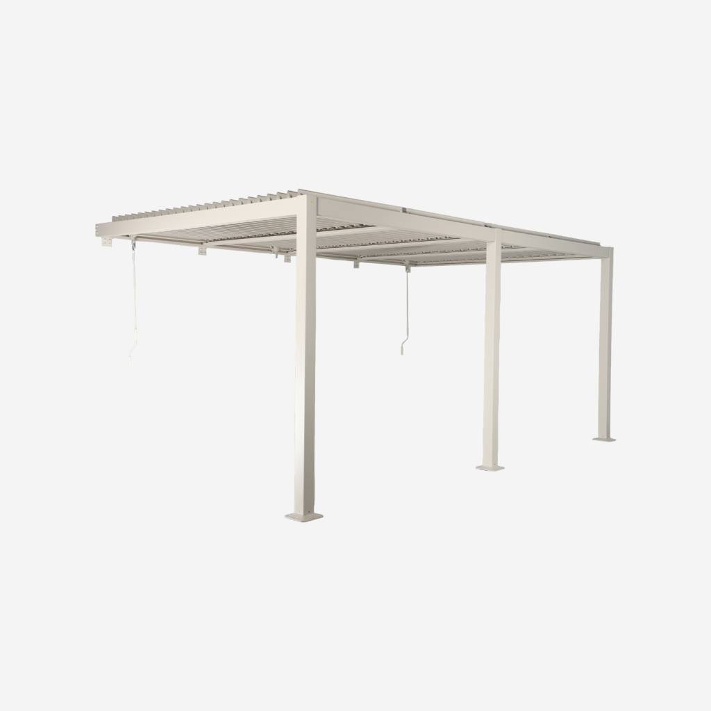 Pergola bioclimatique aluminium adossée 5x3m beige