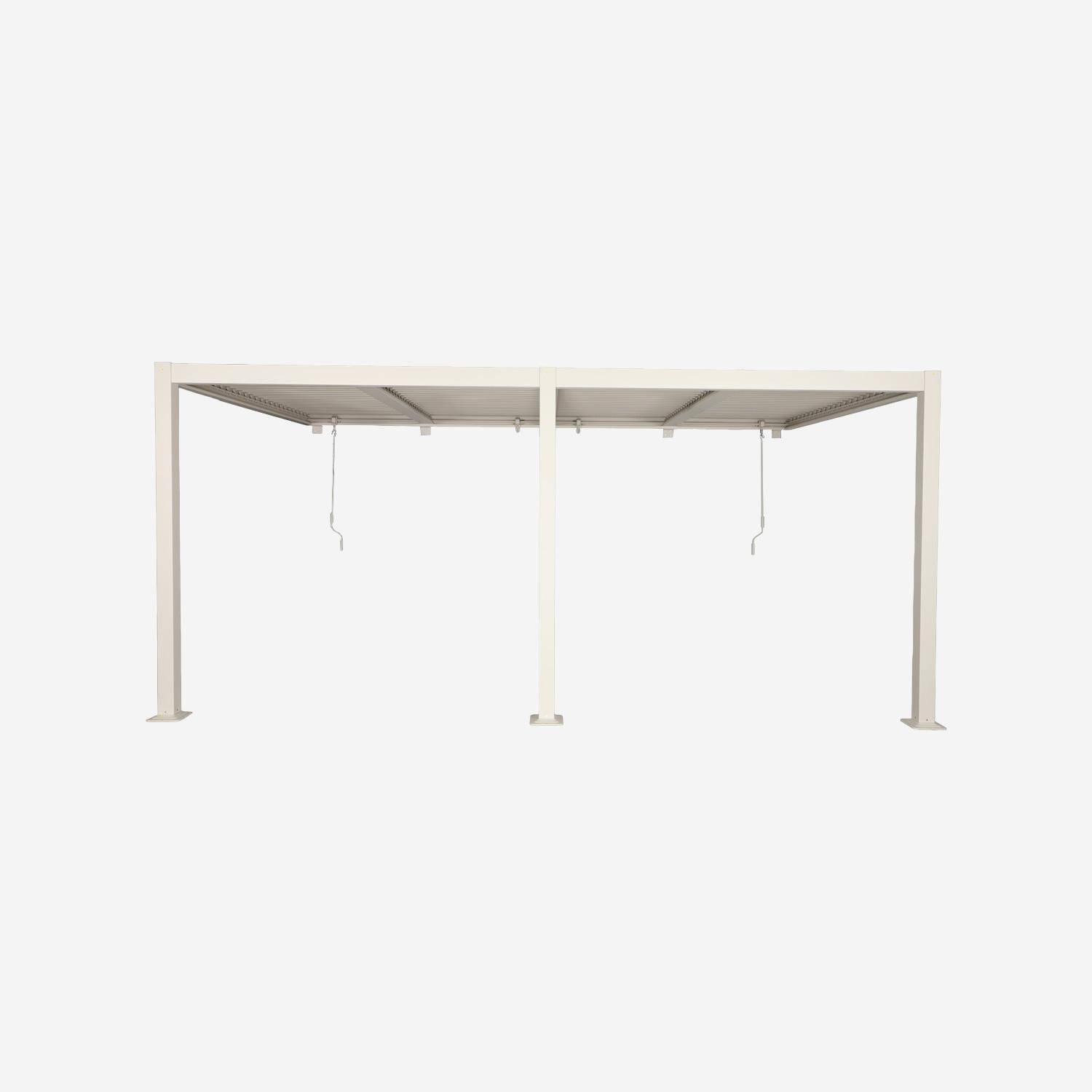 Pergola bioclimatique aluminium adossée lames orientables 5x3m beige Palace Photo4