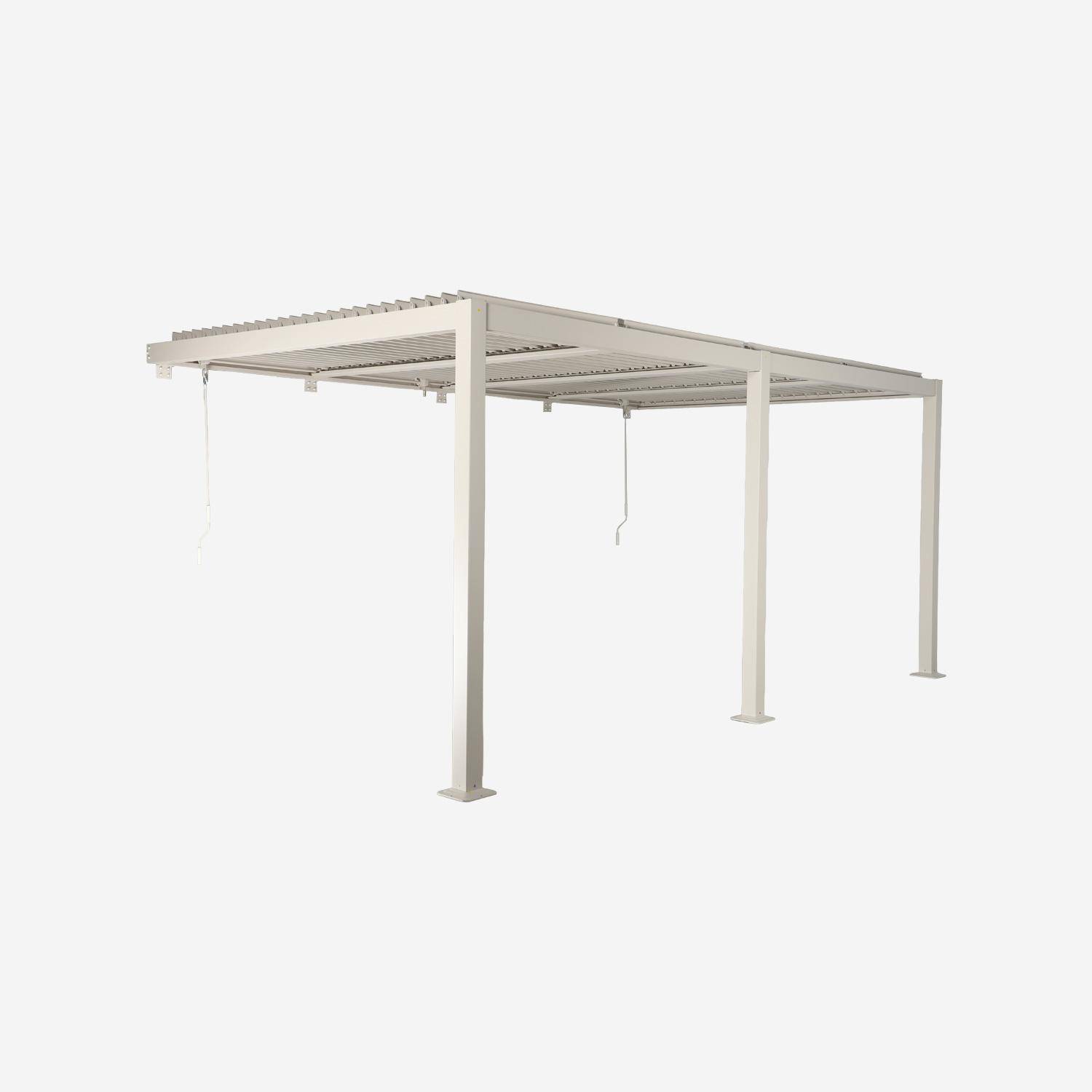 Pergola bioclimatique aluminium adossée lames orientables 5x3m beige Palace Photo2