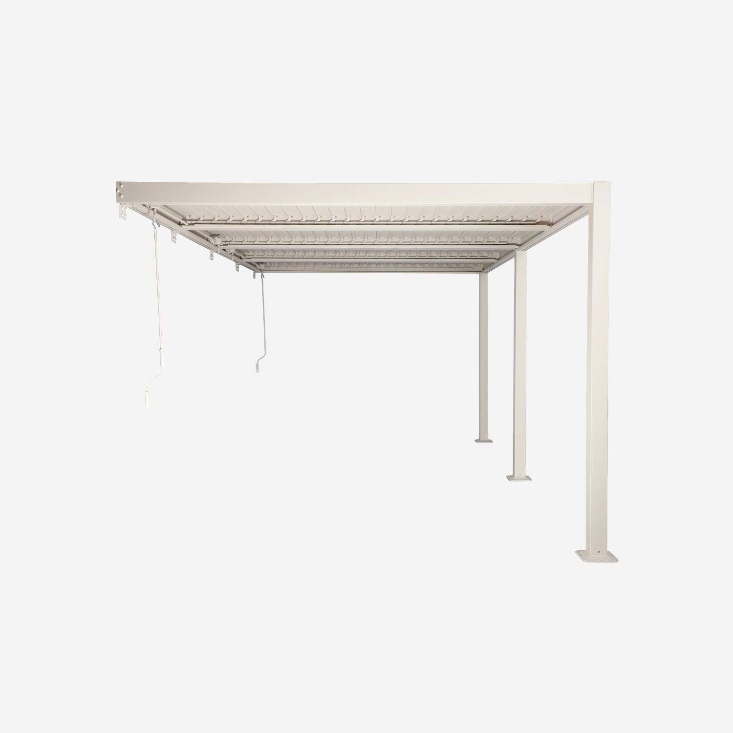 Pergola bioclimatique aluminium adossée lames orientables 5x3m beige Palace Photo3
