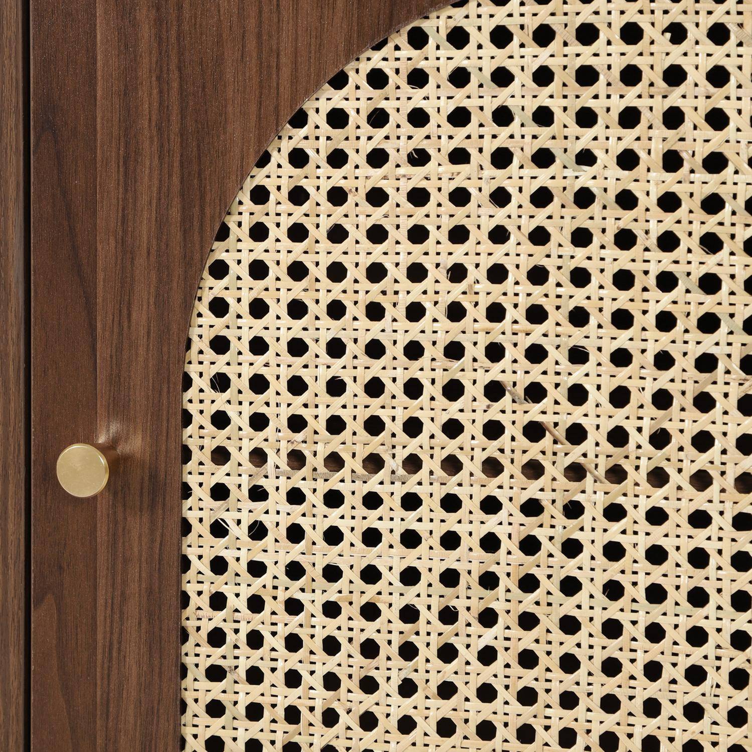 Set 2 comodini in legno con ante in cannage, Judith, Noce, 45x40x65 cm Photo5