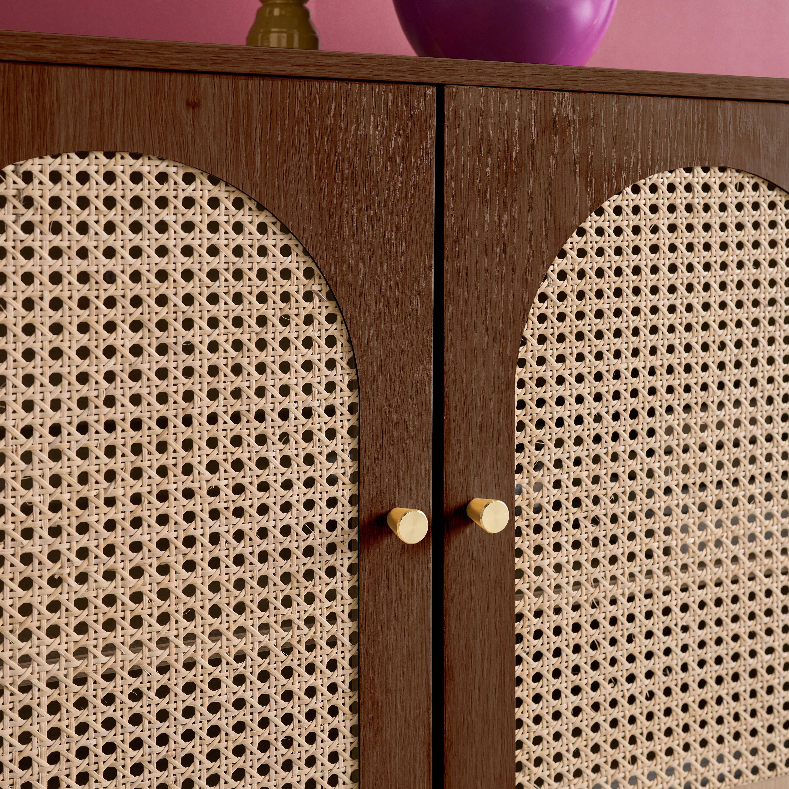 Credenza decorazione legno e canna 3 ante 120cm, Judith, Noce, 120x40x75 cm Photo4
