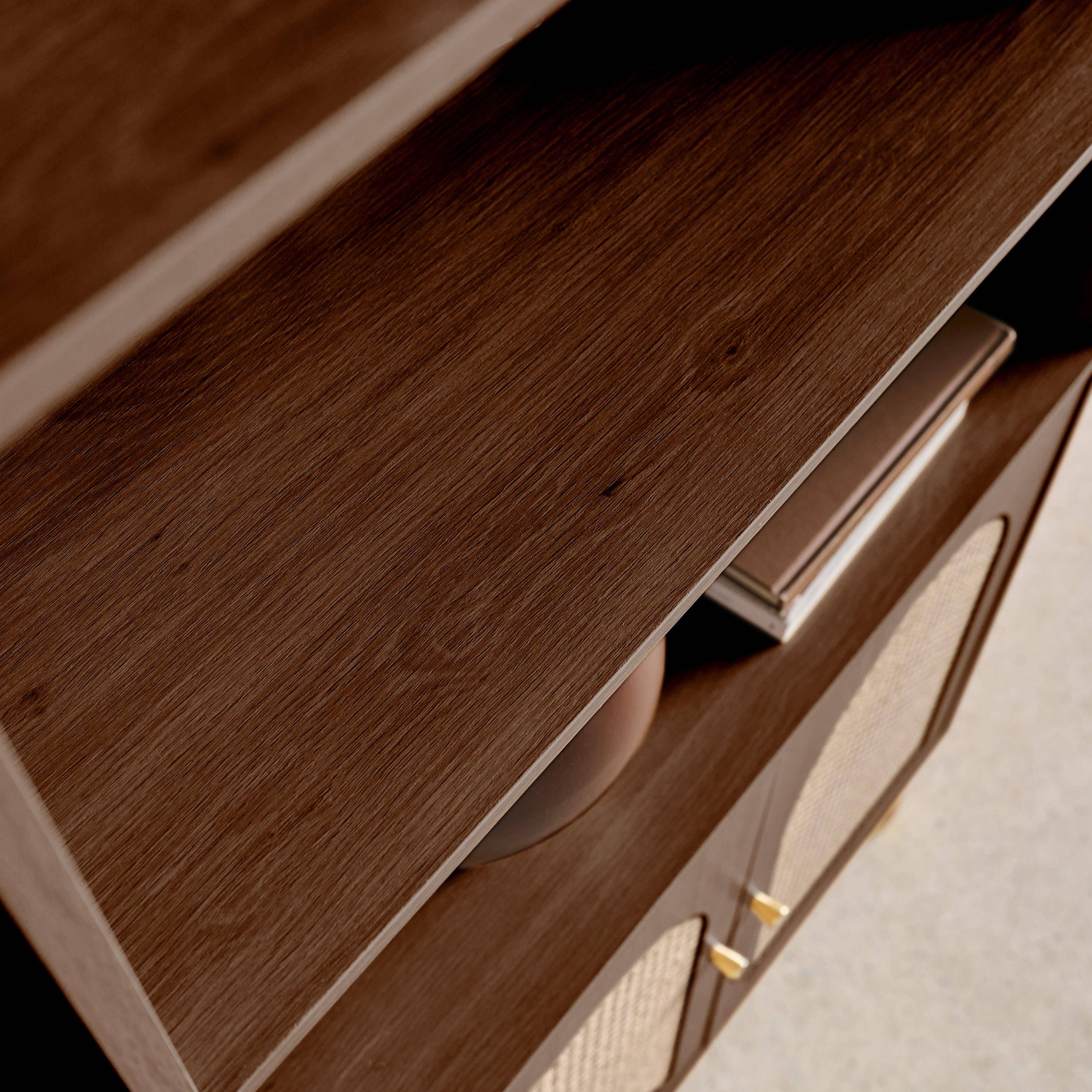 Libreria in legno e cannucciato con 2 ante a 4 livelli, Judith, Noce, 80x40x178 cm Photo6