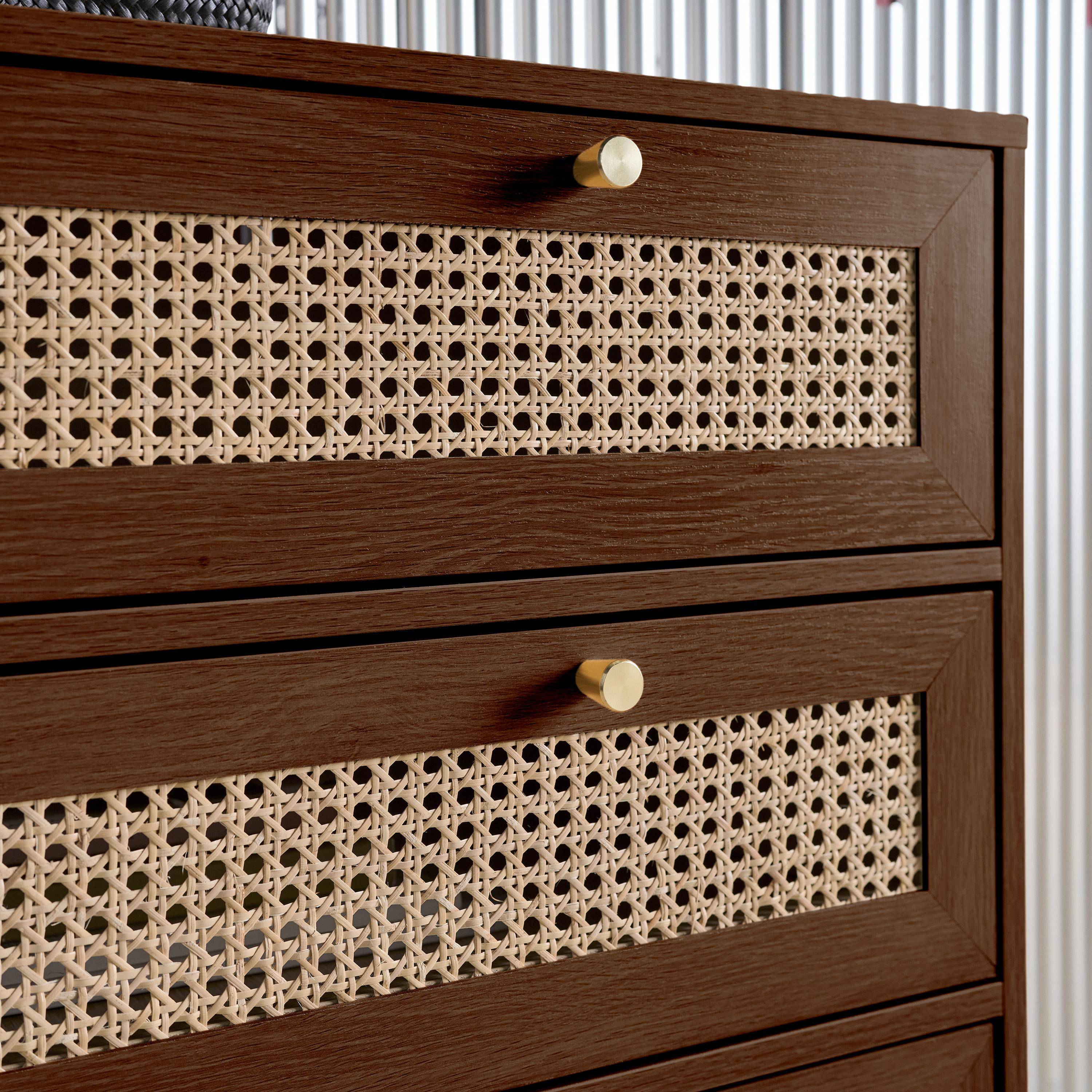 Cassettiera decorazione legno e cannage 3 cassetti, Judith, Noce, 90x40x80 cm Photo4