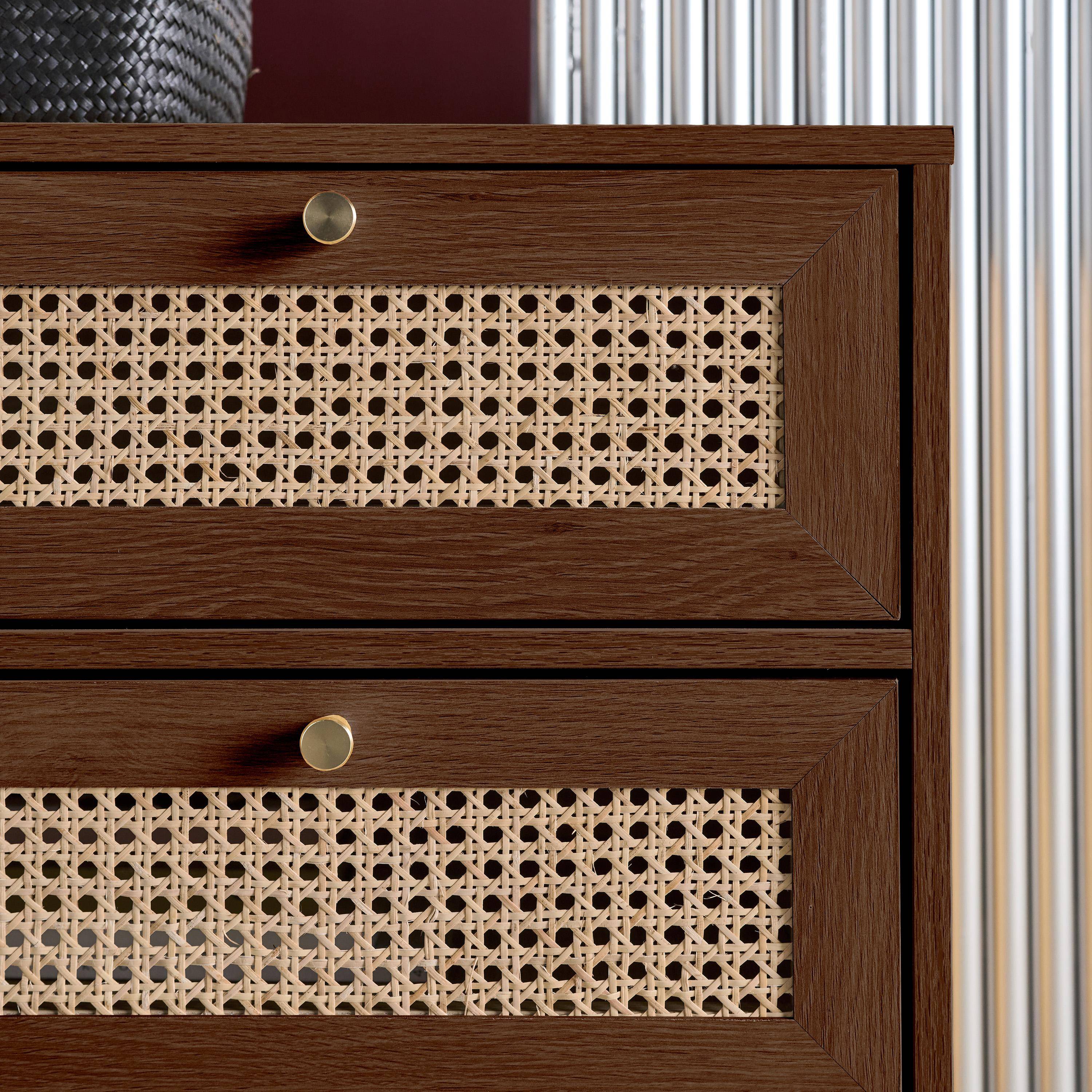 Cassettiera decorazione legno e cannage 3 cassetti, Judith, Noce, 90x40x80 cm,sweeek,Photo5