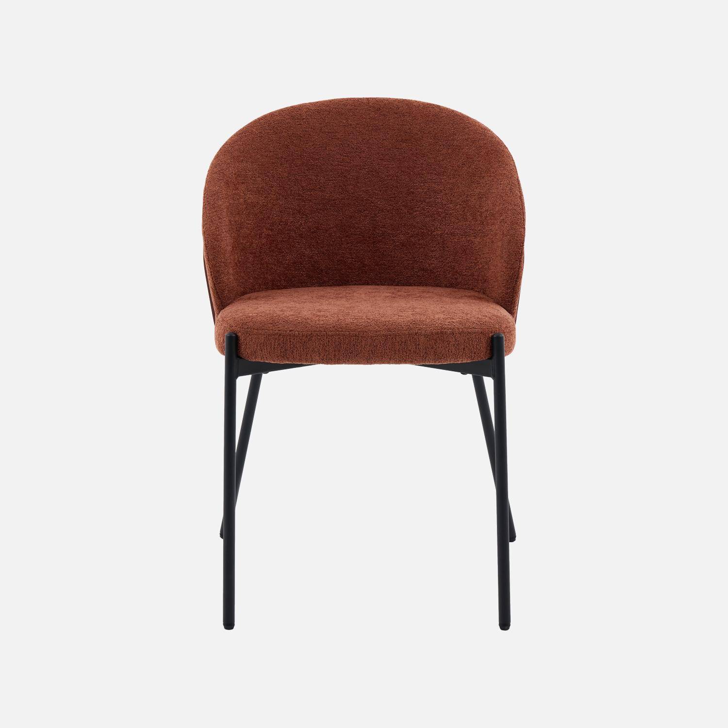 Silla de madera de álamo teñida de nogal, acero y tejido texturizado, set de 2, Paul, Terracotta, 52x54x79 cm Photo4