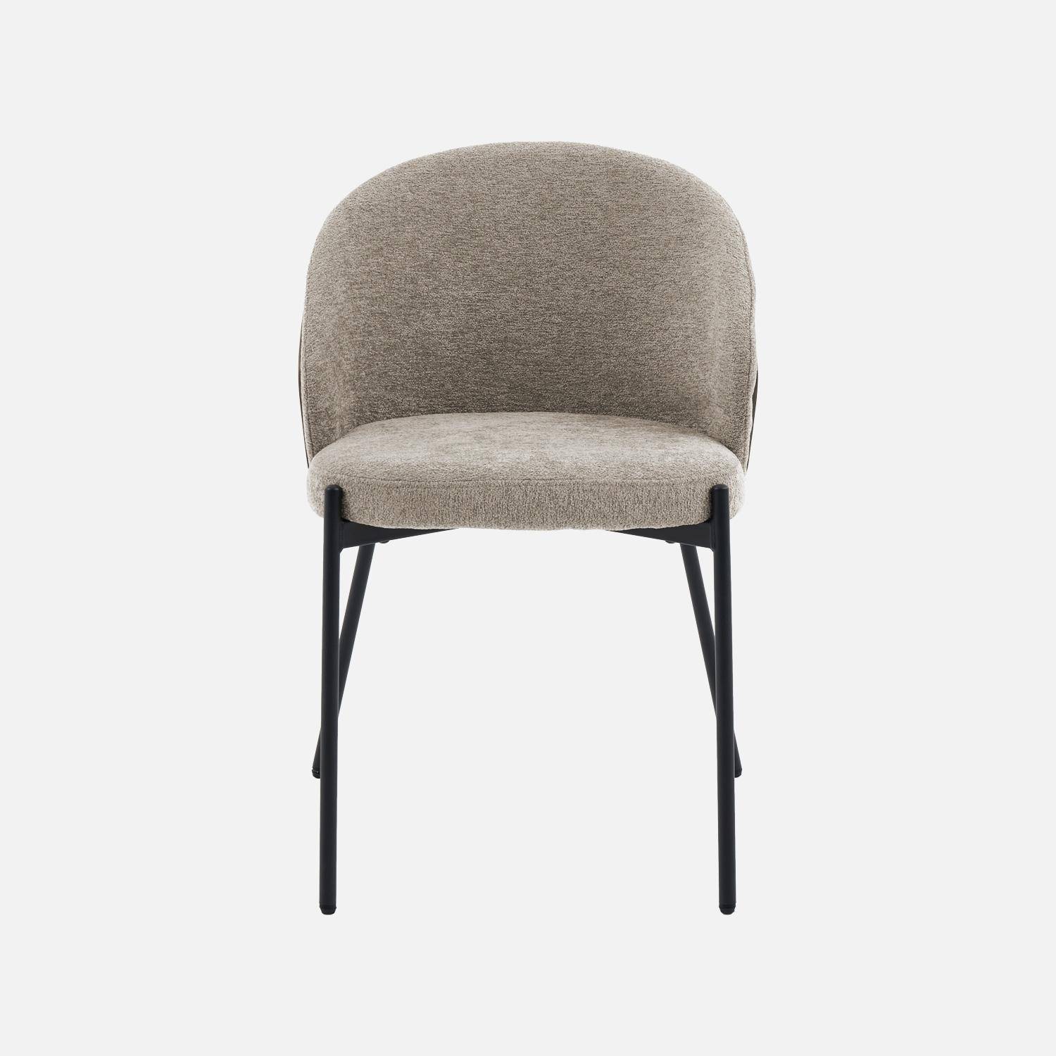 Lot de 2 chaises bois de peuplier teinté noyer, acier noir et tissu texturé taupe - Paul,sweeek,Photo4