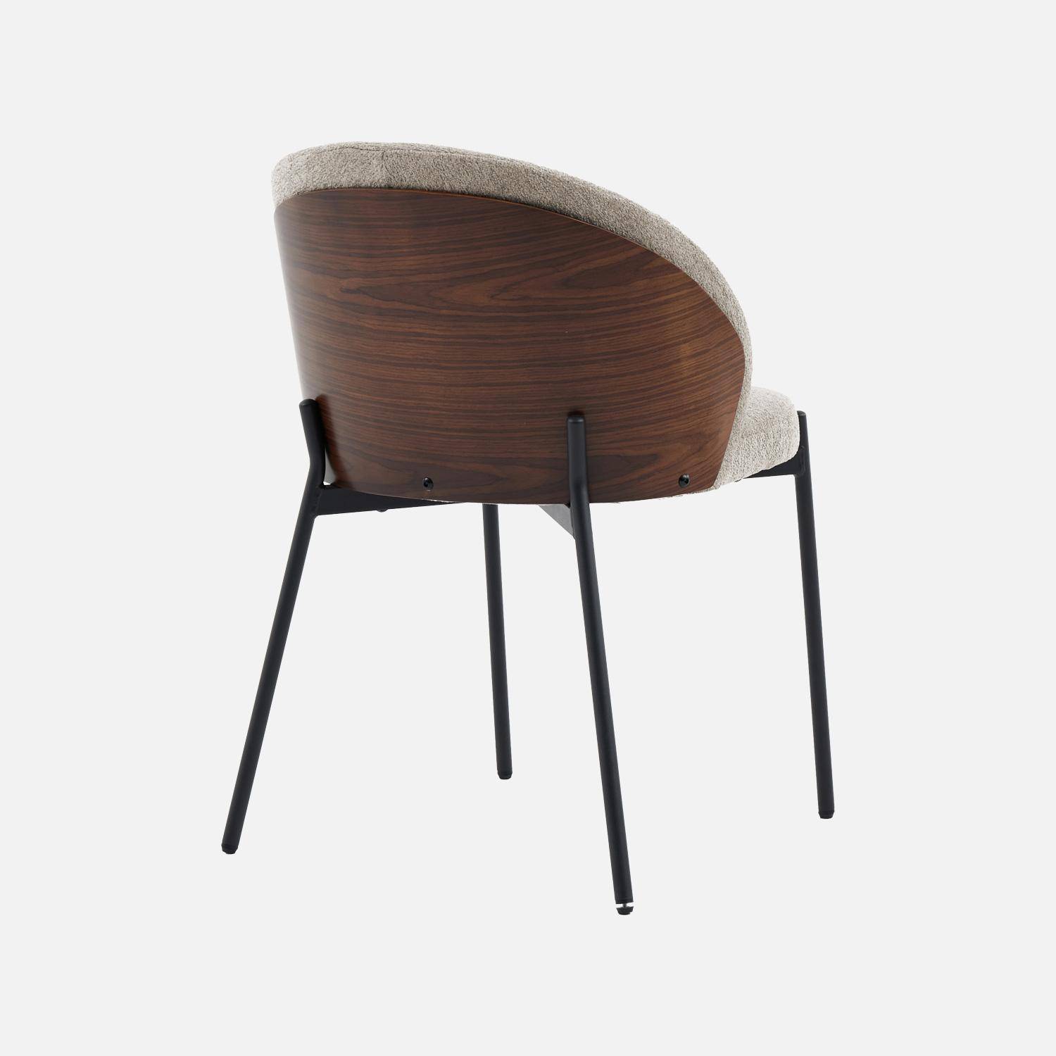 Lot de 2 chaises bois de peuplier teinté noyer, acier noir et tissu texturé taupe - Paul,sweeek,Photo5