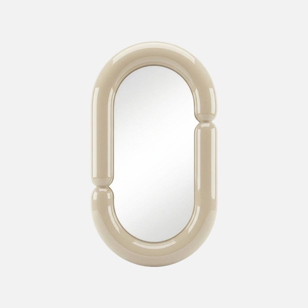 Miroir ovale finition glossy 70cm écru
