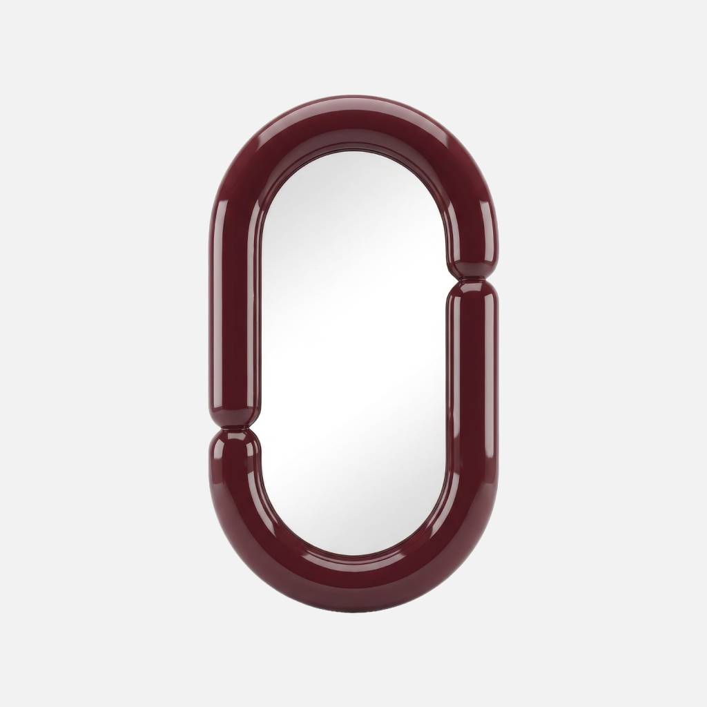 Miroir ovale finition glossy 70cm bordeaux