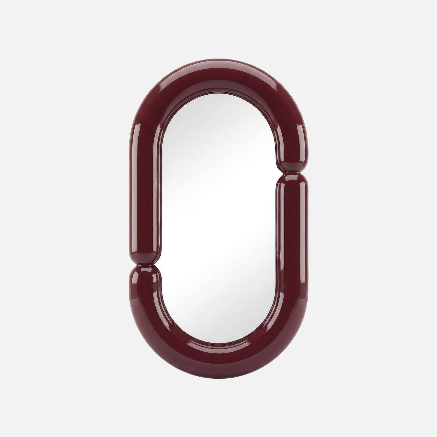 Miroir ovale finition glossy 70cm bordeaux - Adia Photo1