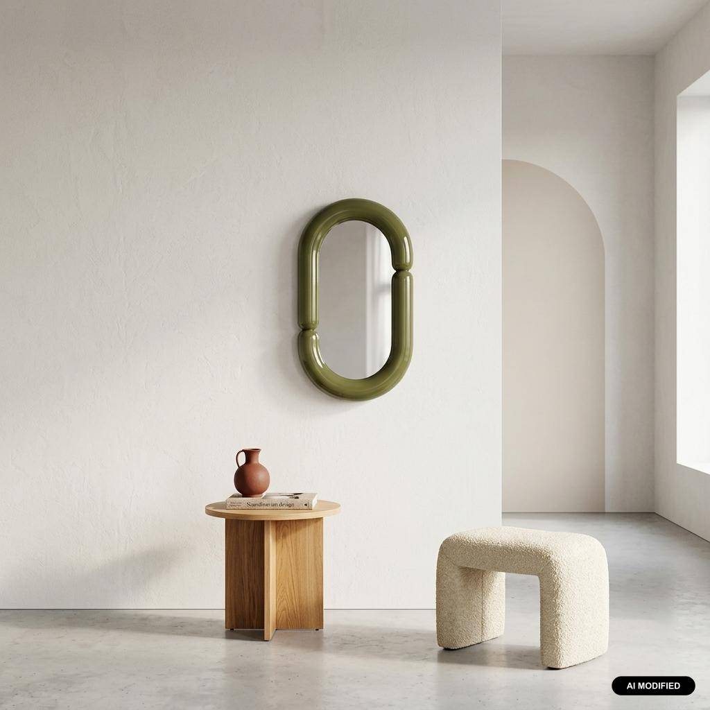 Owalne lustro wykończenie glossy zielone 70 cm - Adia,sweeek,Photo1