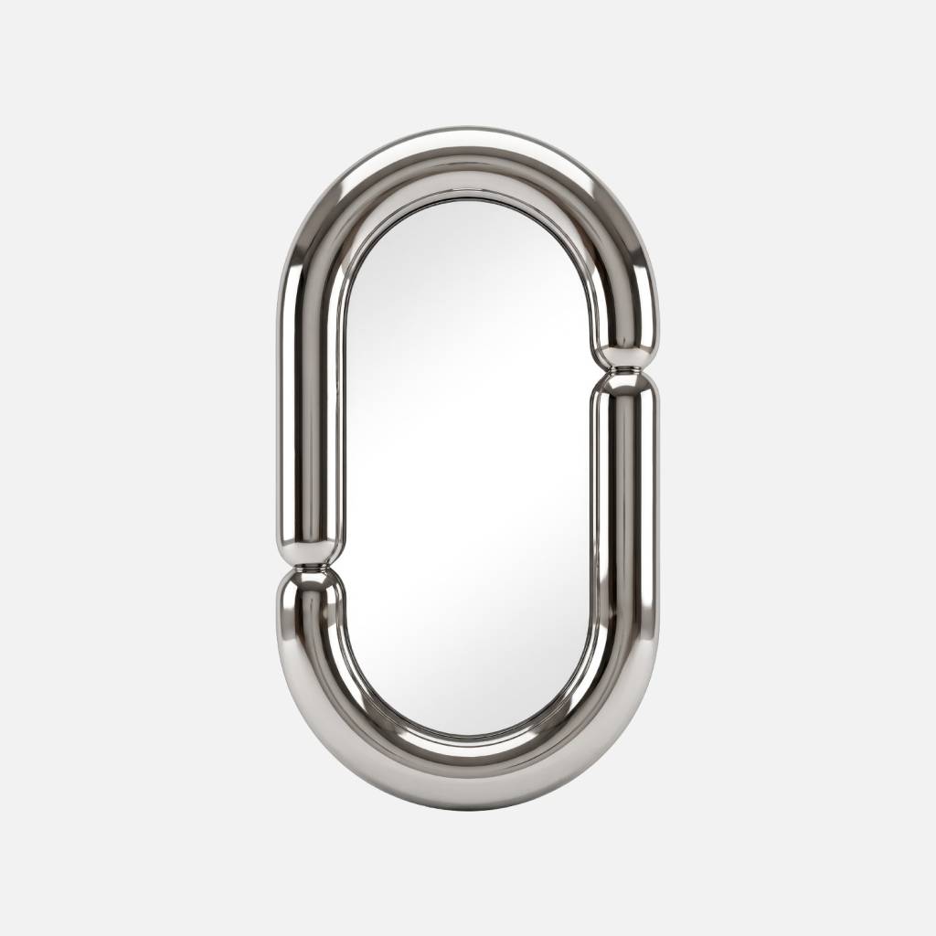 Miroir ovale finition glossy 70cm argenté
