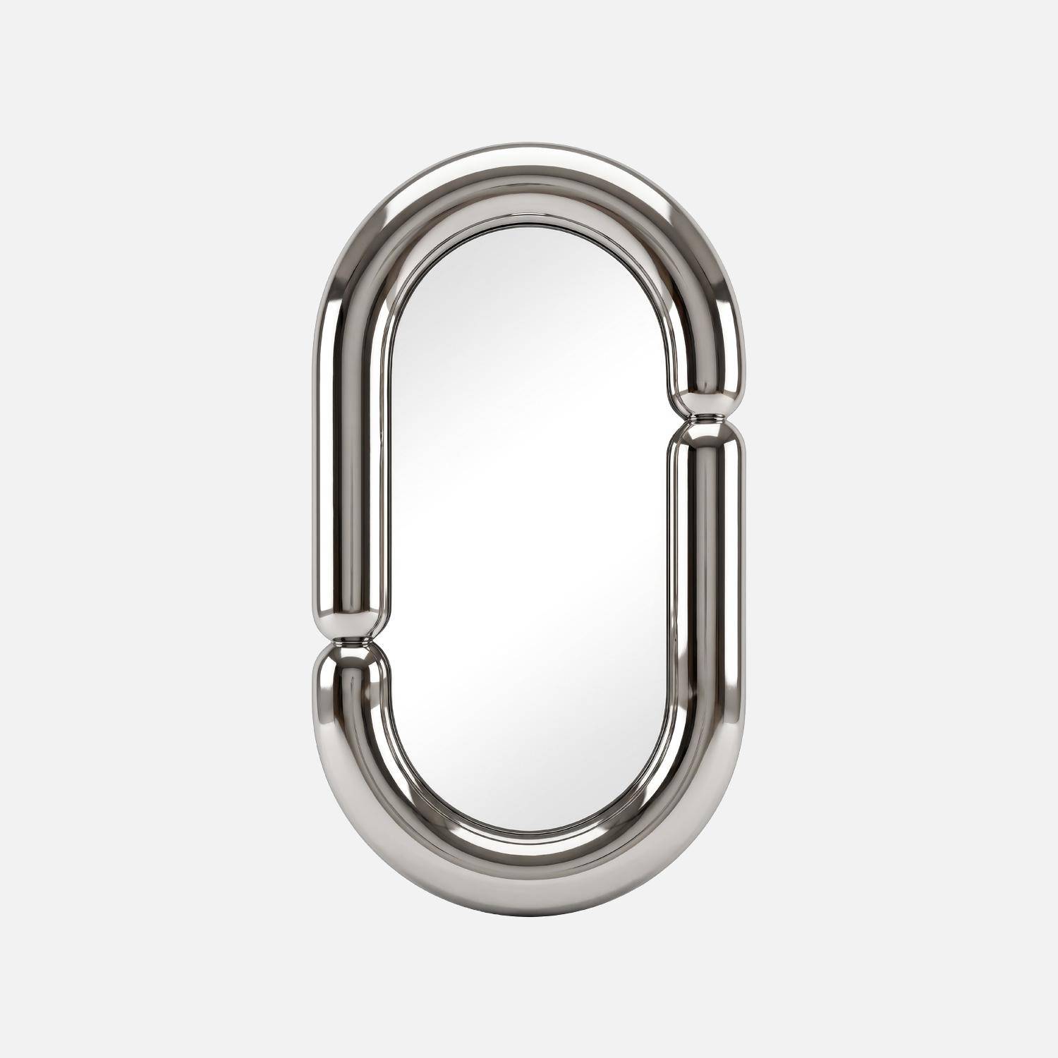 Miroir ovale finition glossy 70cm argenté - Adia Photo1