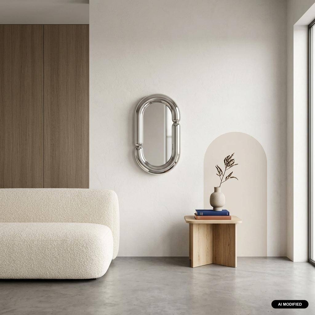 Miroir ovale finition glossy 70cm chromé - Adia,sweeek,Photo1