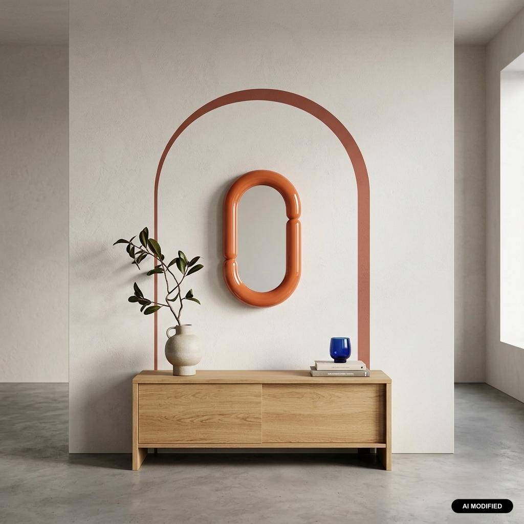 Owalne lustro wykończenie glossy pomarańczowe 70 cm - Adia Photo1