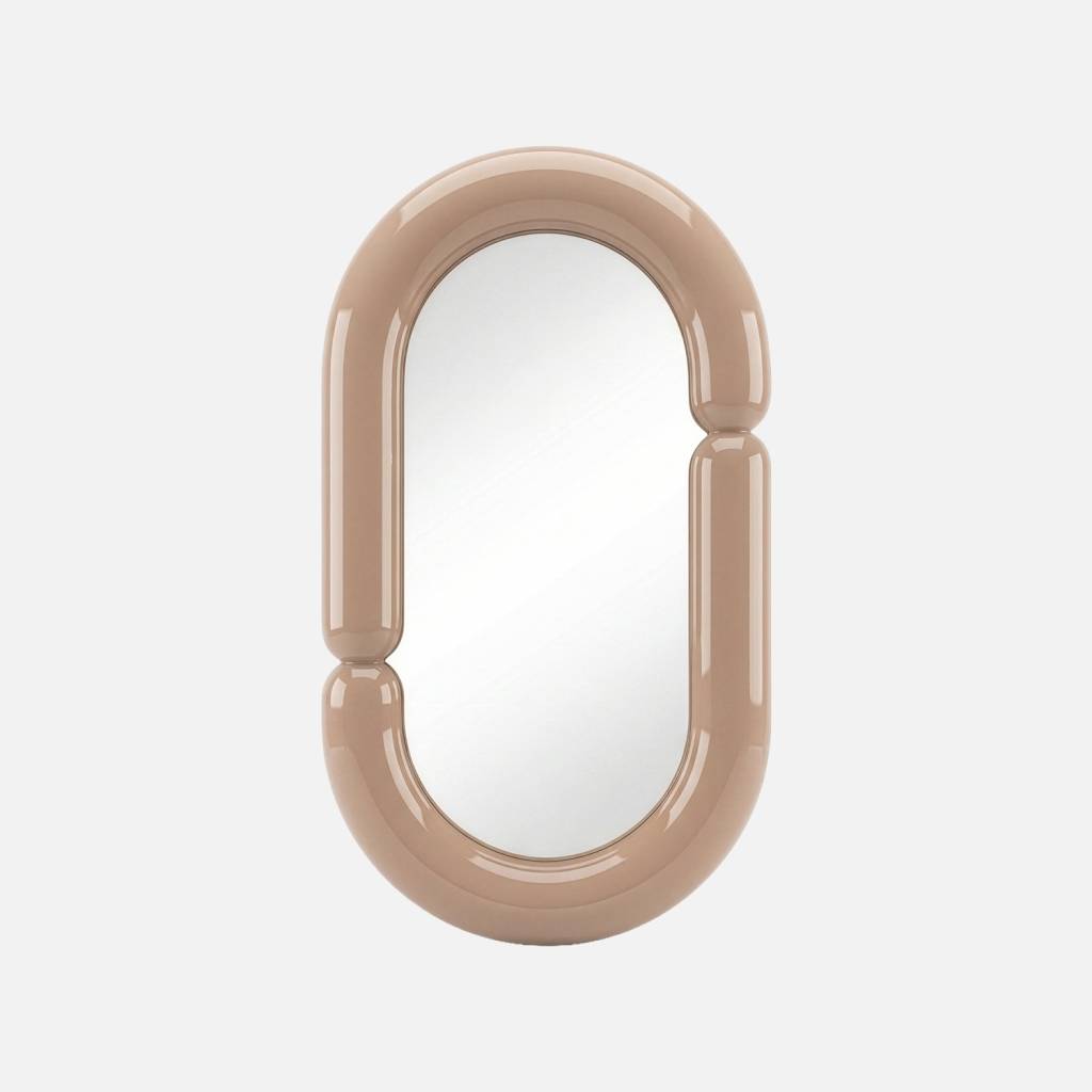 Espelho oval acabamento glossy, 70cm, Rosa