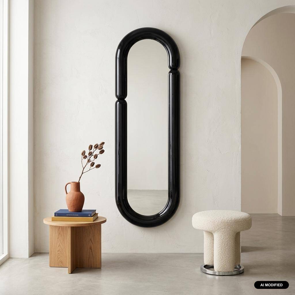Miroir ovale finition glossy 160cm noir - Ada Photo1