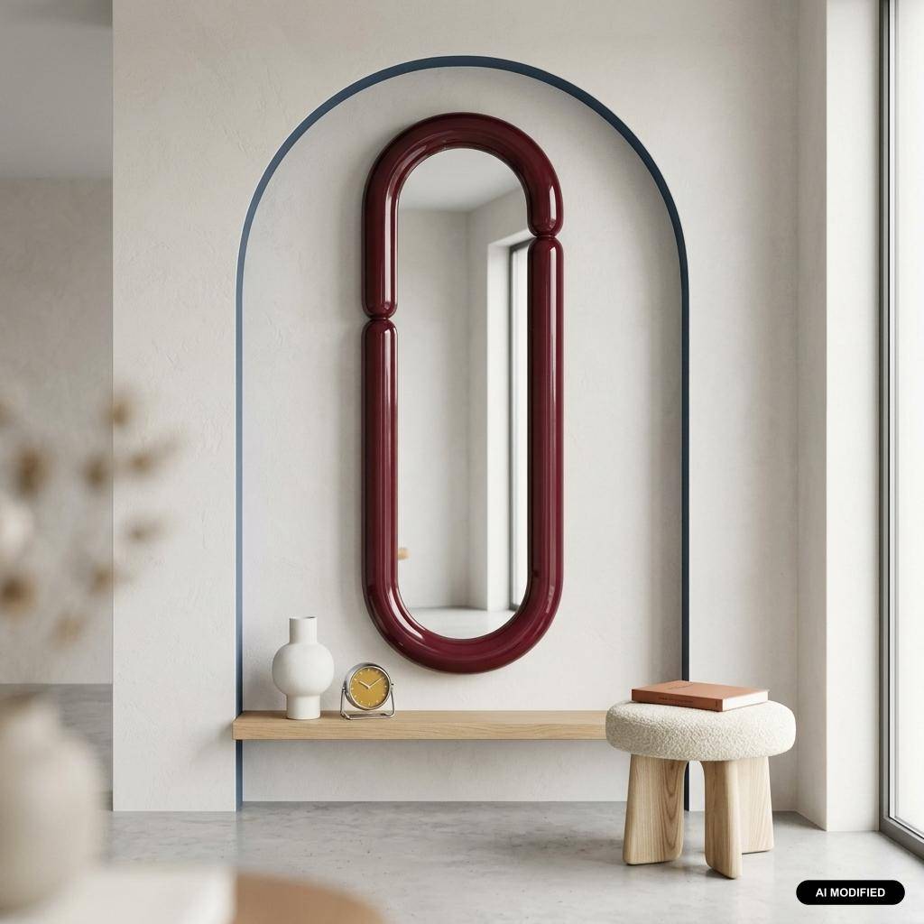 Miroir ovale finition glossy 160cm bordeaux - Ada Photo1