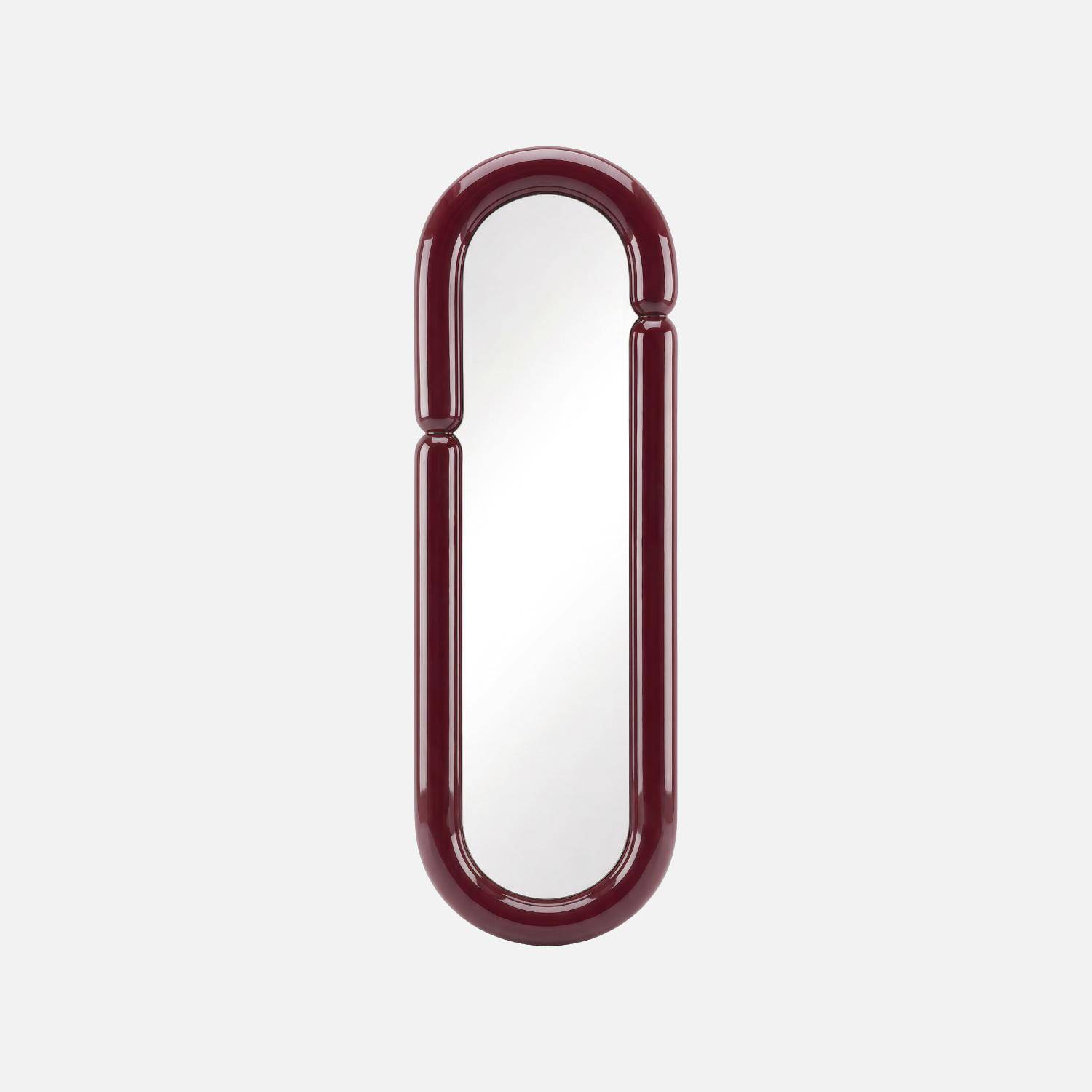Miroir ovale finition glossy 160cm bordeaux - Ada Photo2
