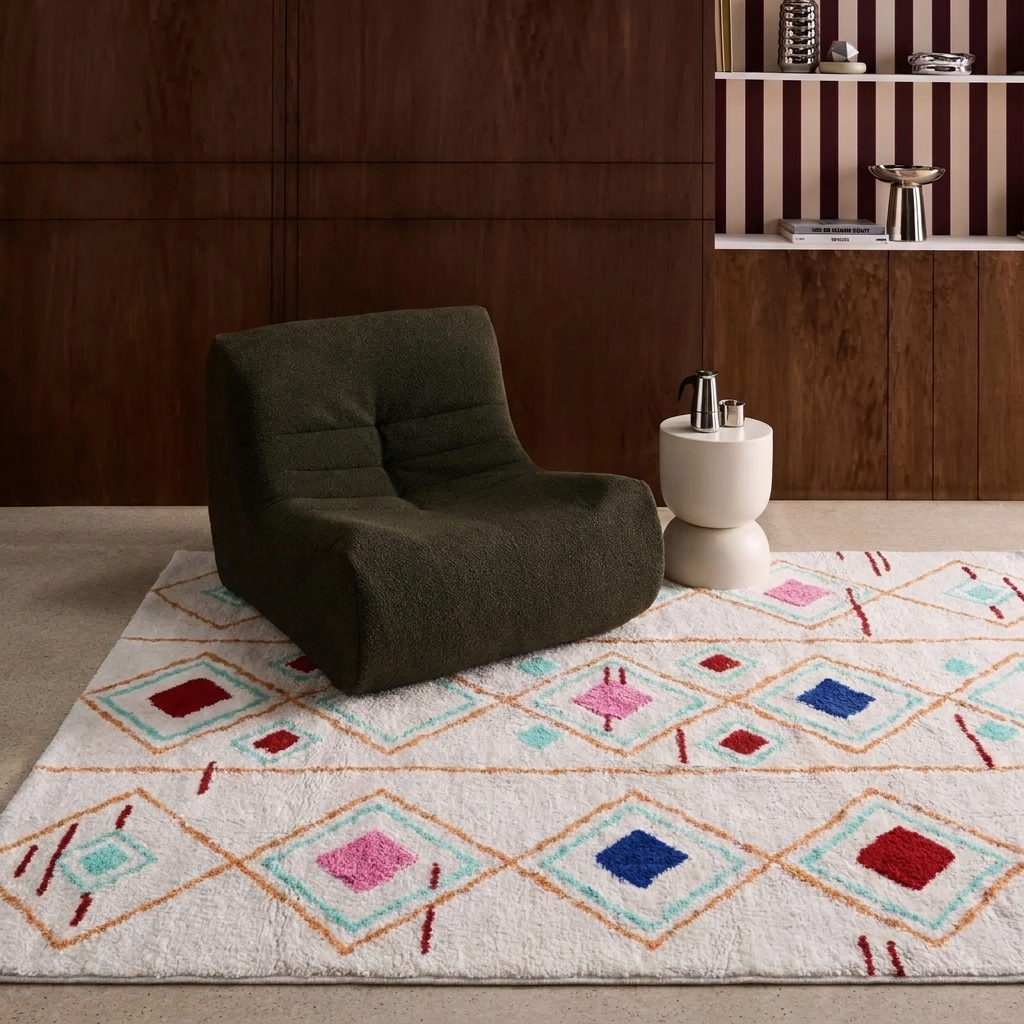 Berbers meerkleurig tapijt voor binnen geometrisch 120 x 170cm - Tova,sweeek,Photo2