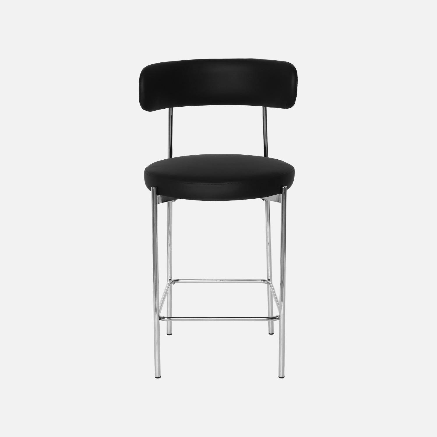 Taburete de bar vintage acero cromado y cuero sintético, set de 2, Lola, Negro, 51x52x96.5 cm,sweeek,Photo2