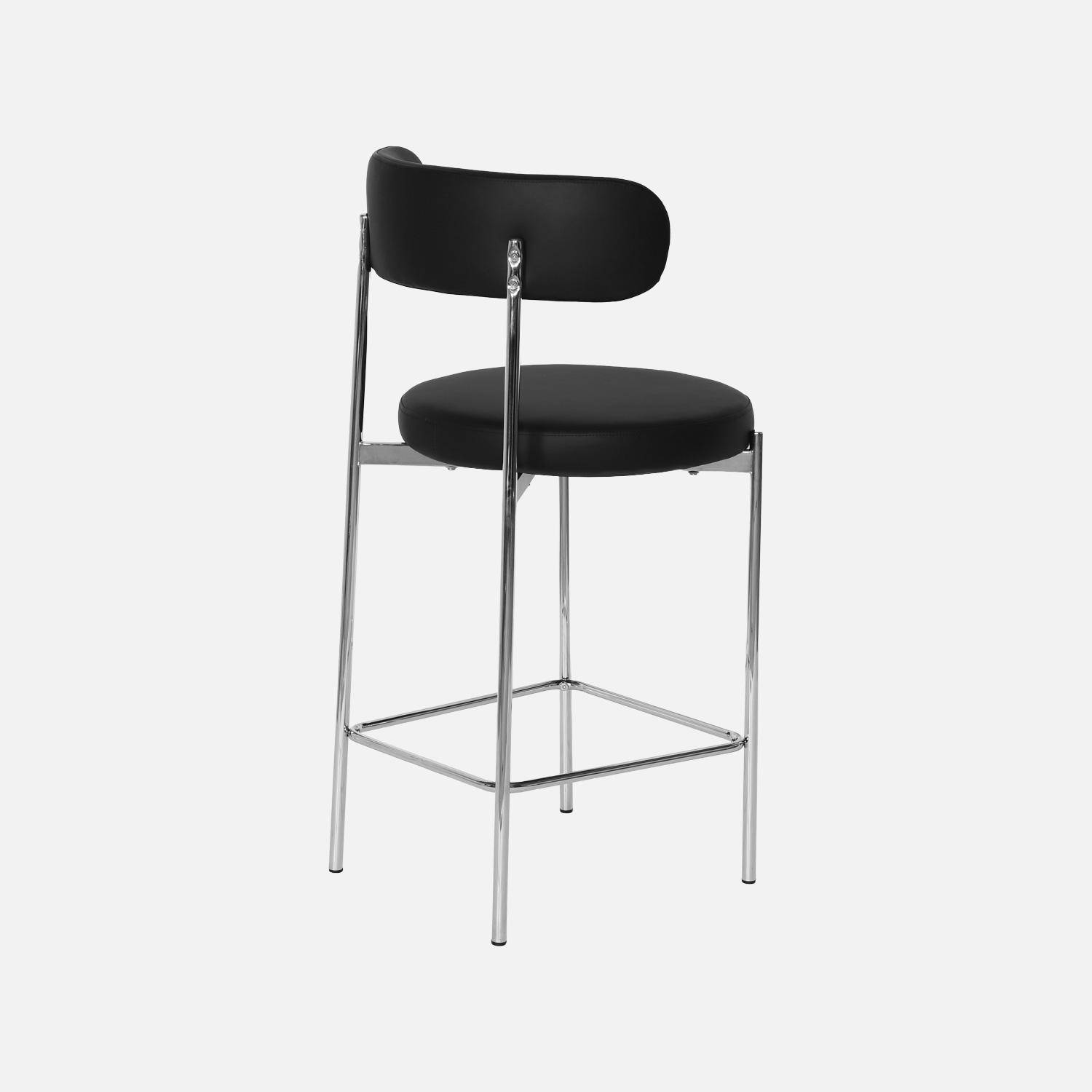 Taburete de bar vintage acero cromado y cuero sintético, set de 2, Lola, Negro, 51x52x96.5 cm Photo5