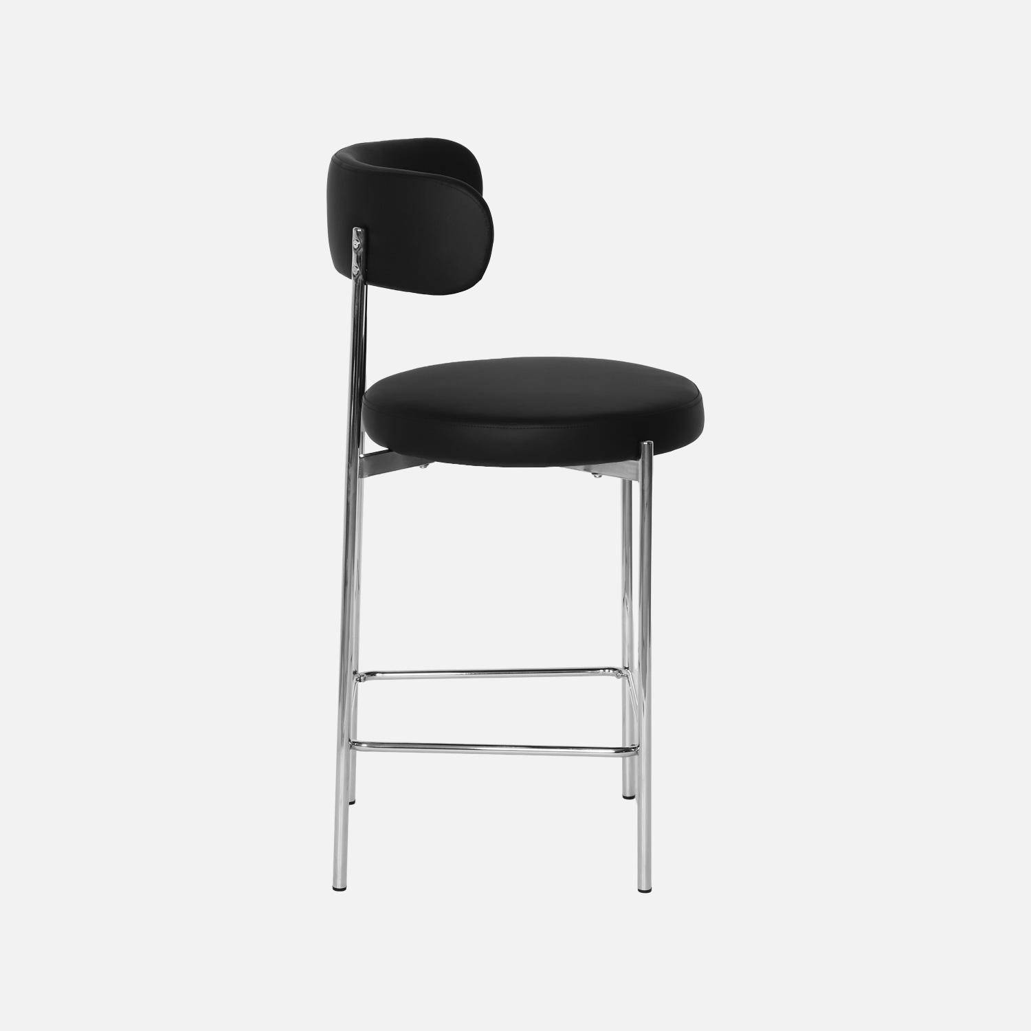 Taburete de bar vintage acero cromado y cuero sintético, set de 2, Lola, Negro, 51x52x96.5 cm Photo4