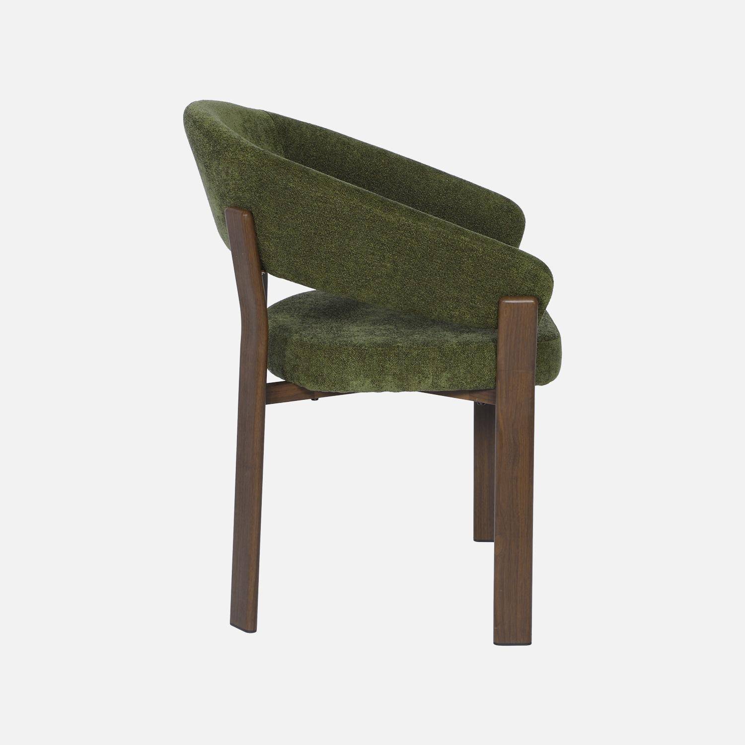 Lot de 2 fauteuils vintage acier effet bois foncé et tissu texturé kaki - Gloria Photo5