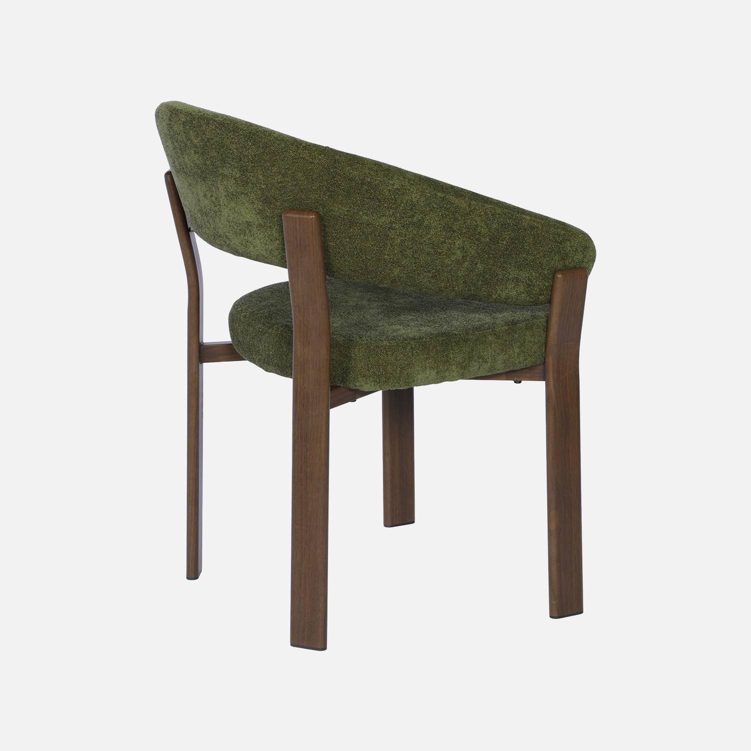Lot de 2 fauteuils vintage acier effet bois foncé et tissu texturé kaki - Gloria Photo6