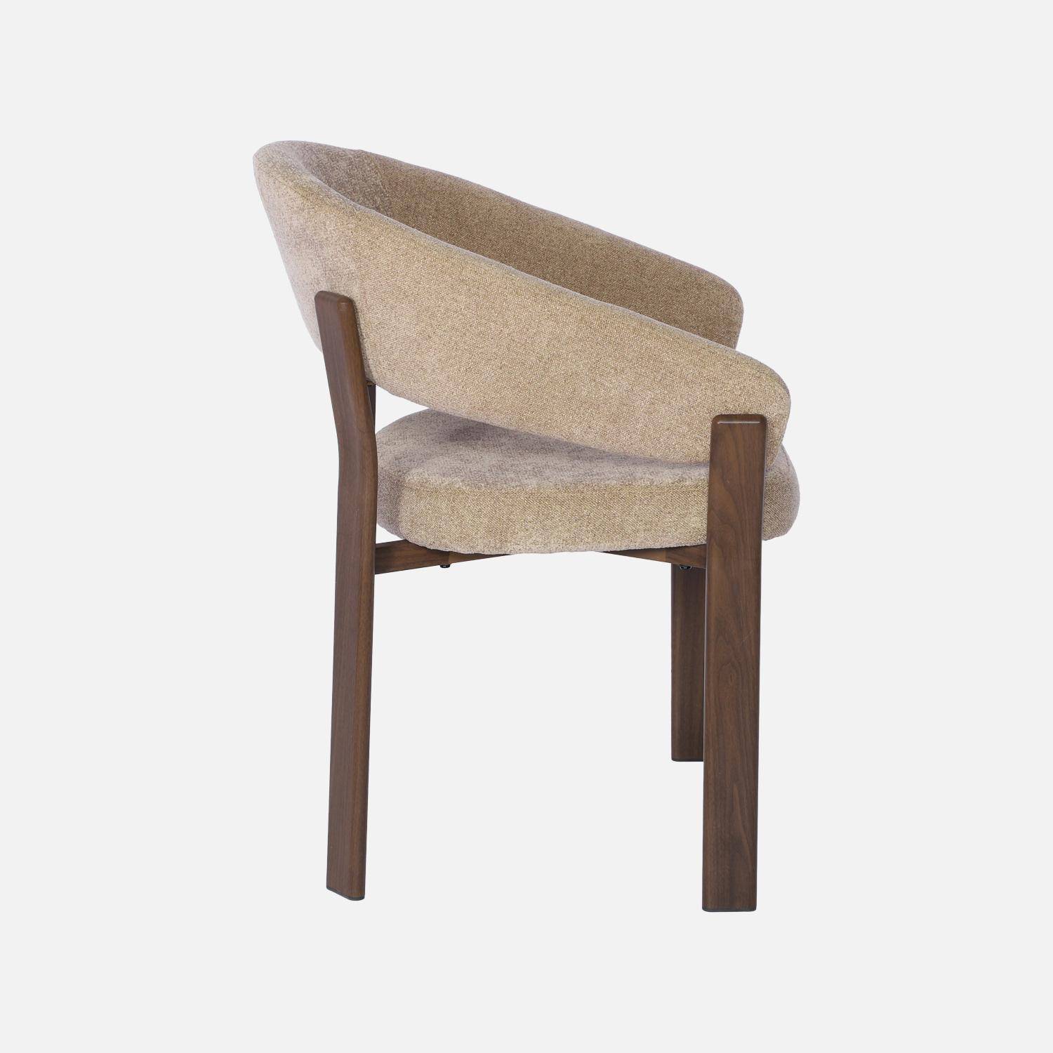 Lot de 2 fauteuils vintage acier effet bois foncé et tissu texturé taupe - Gloria Photo5