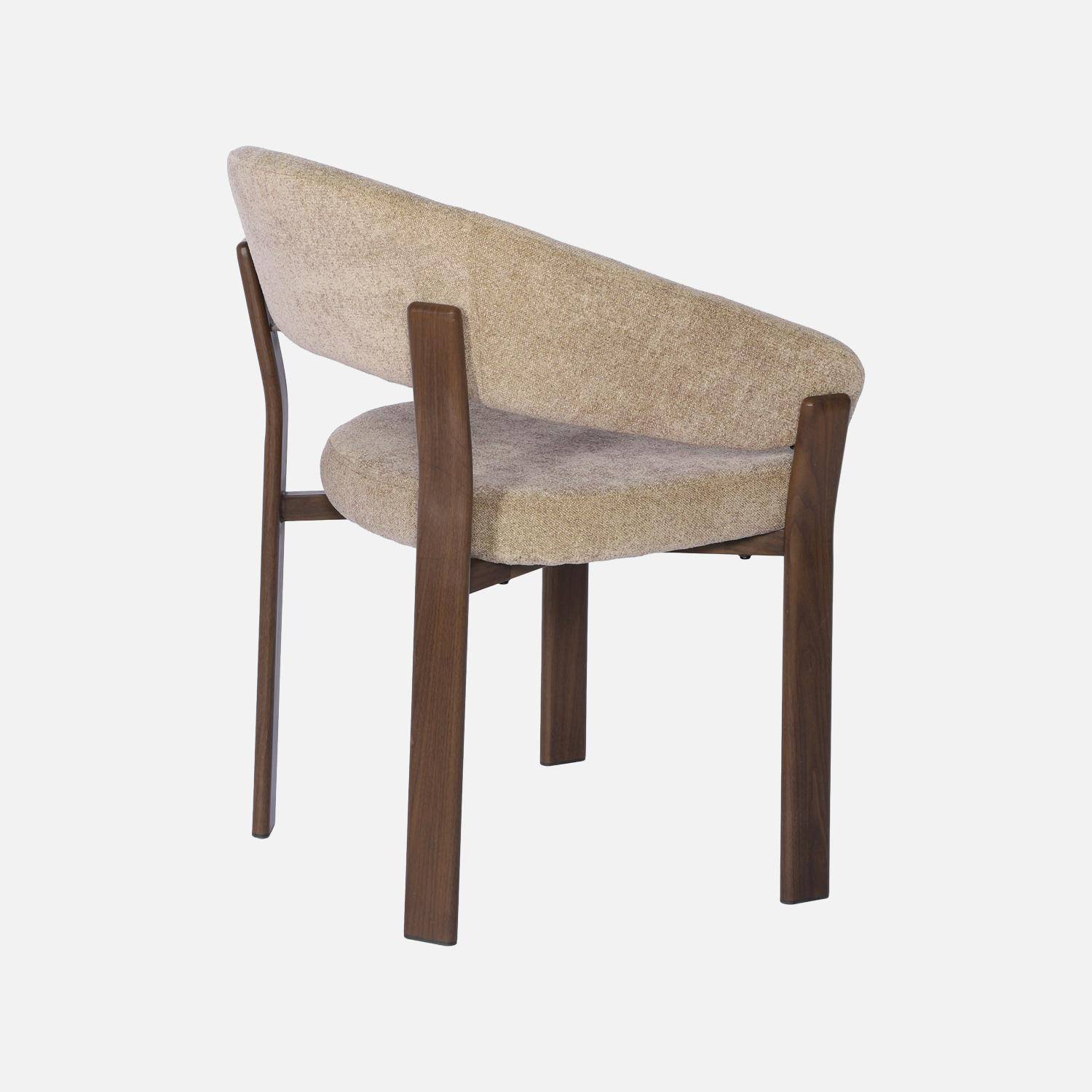 Lot de 2 fauteuils vintage acier effet bois foncé et tissu texturé taupe - Gloria,sweeek,Photo6