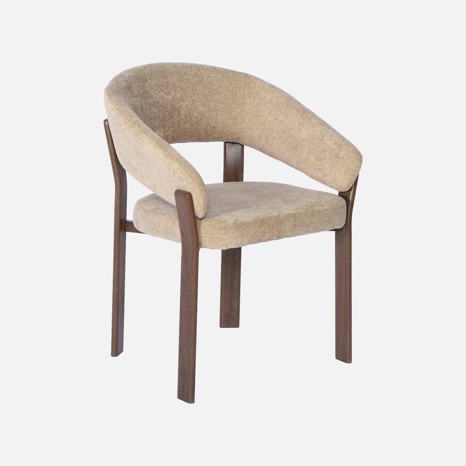 Lot de 2 fauteuils vintage acier effet bois foncé et tissu texturé taupe - Gloria,sweeek,Photo4