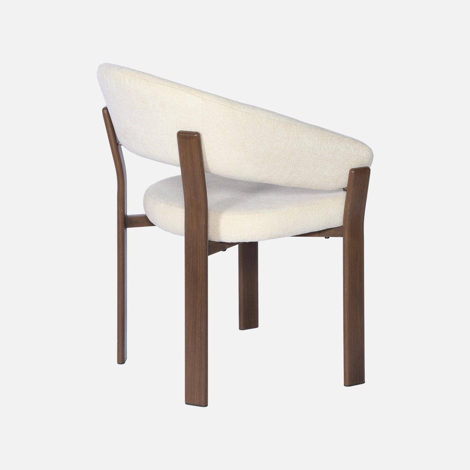 Lot de 2 fauteuils vintage acier effet bois foncé et tissu texturé crème - Gloria Photo6