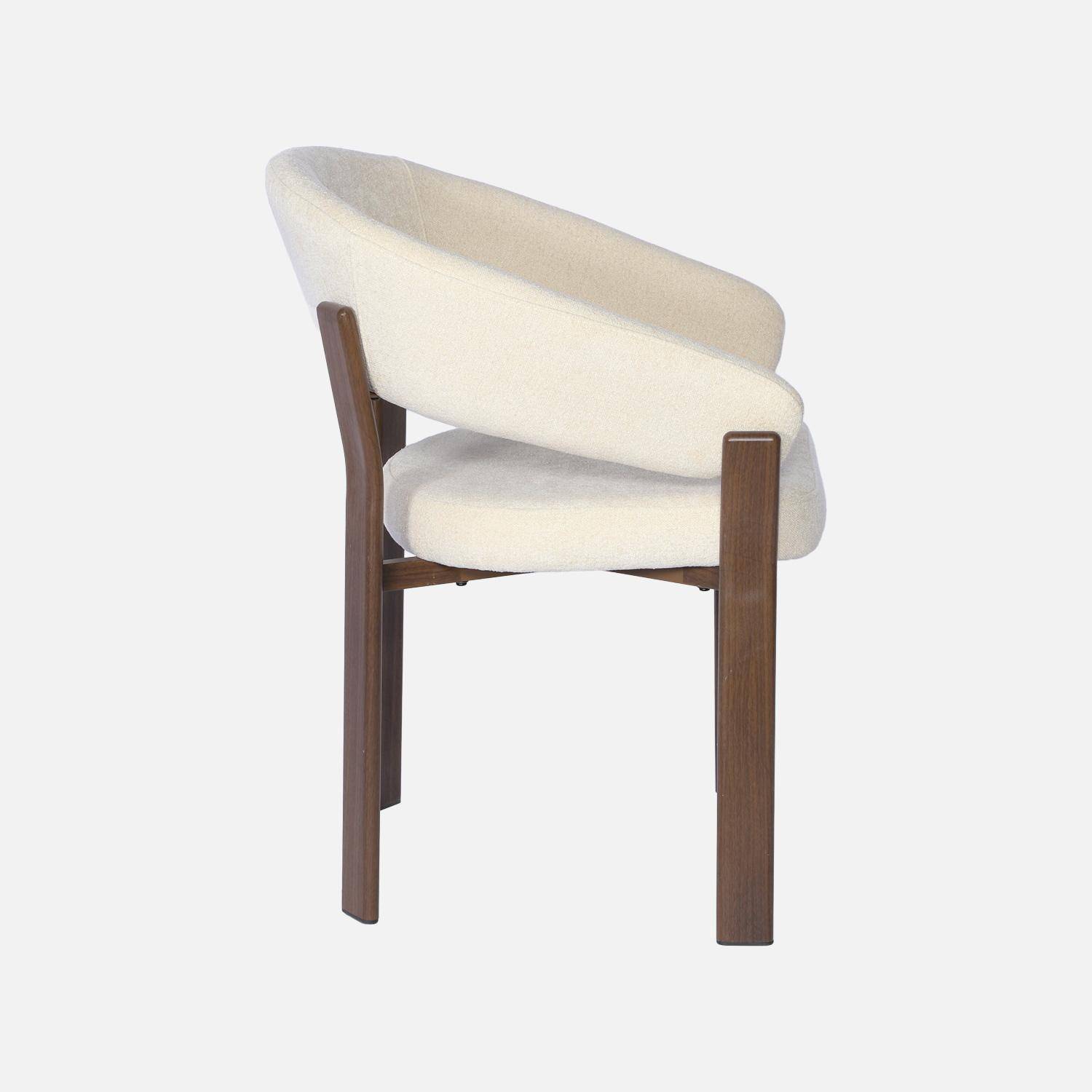 Lot de 2 fauteuils vintage acier effet bois foncé et tissu texturé crème - Gloria Photo5
