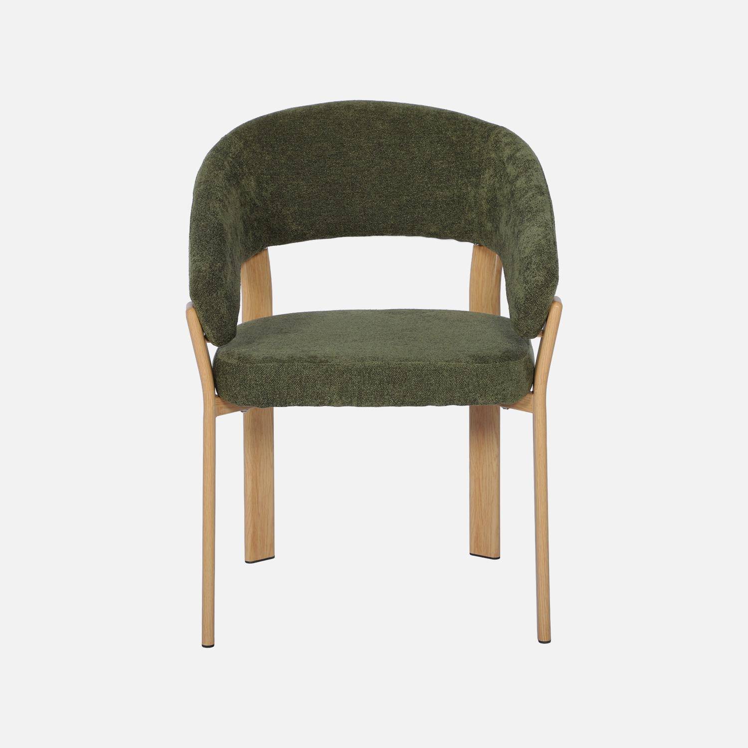 Set van 2 vintage fauteuils van staal lichte houtlook en gestructureerde stof kaki - Gloria,sweeek,Photo4