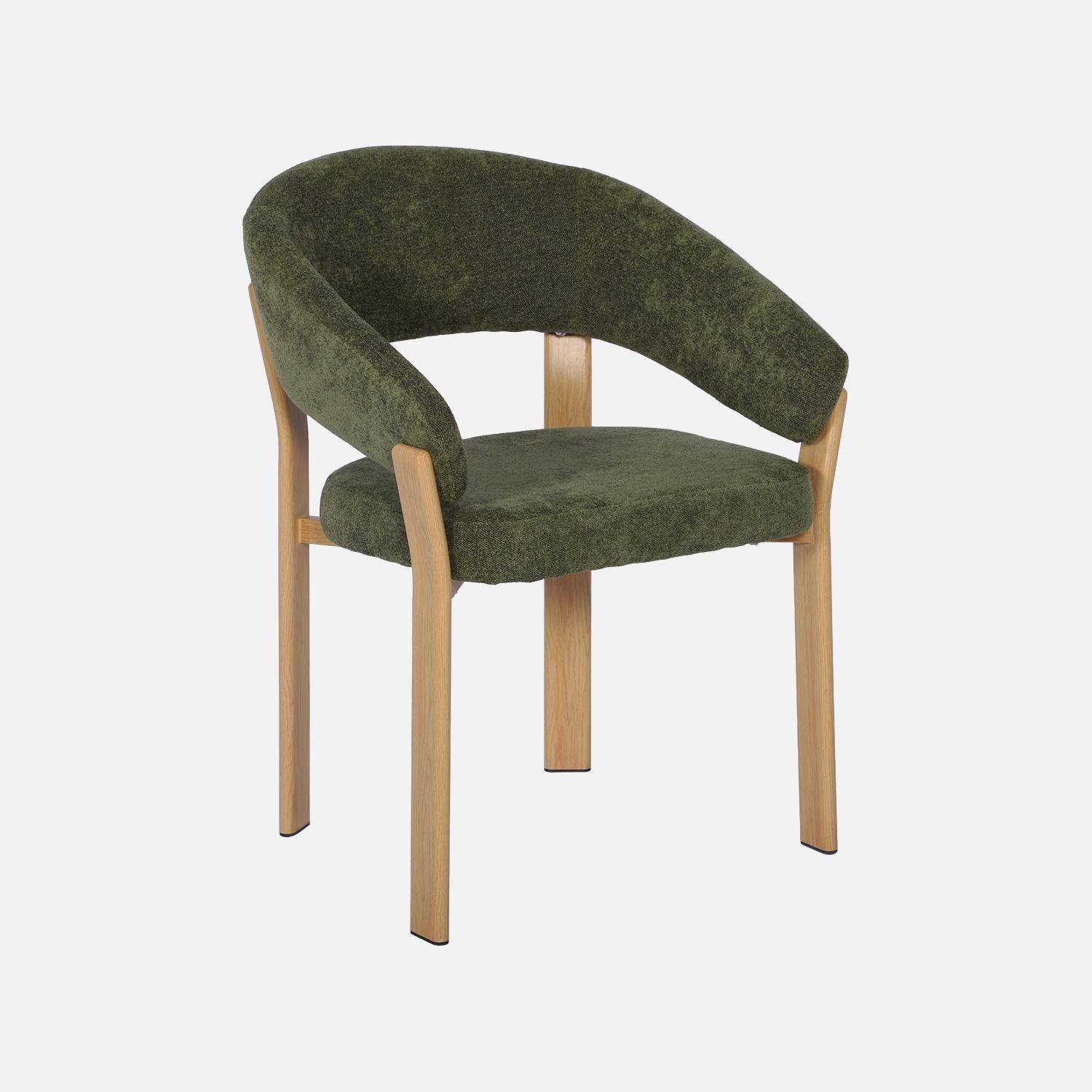 Set van 2 vintage fauteuils van staal lichte houtlook en gestructureerde stof kaki - Gloria,sweeek,Photo3