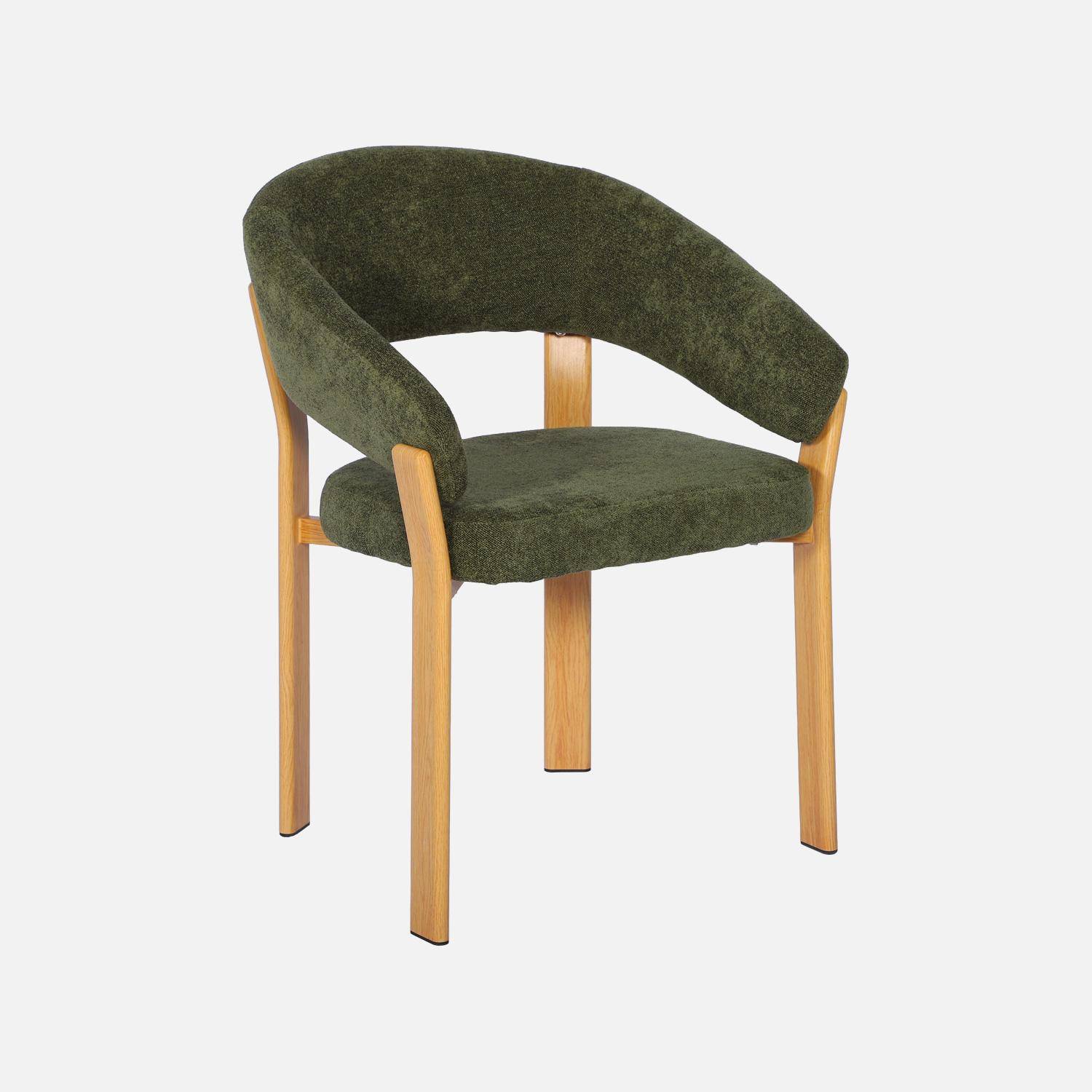 Sillón vintage de acero efecto madera clara y tejido texturizado, set de 2, Gloria, Madera clara, 60.5x57.5x81 cm Photo3