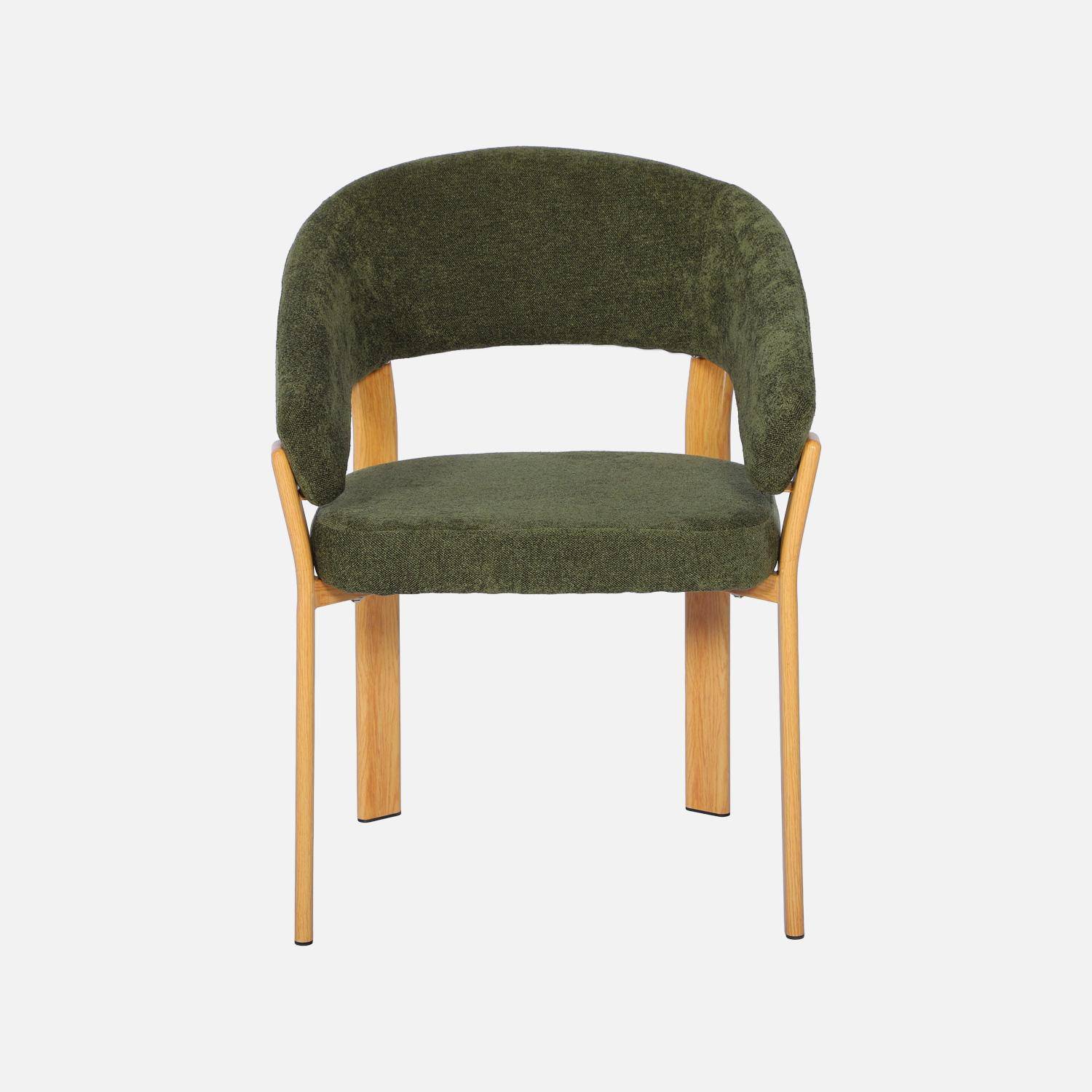 Sillón vintage de acero efecto madera clara y tejido texturizado, set de 2, Gloria, Madera clara, 60.5x57.5x81 cm,sweeek,Photo4