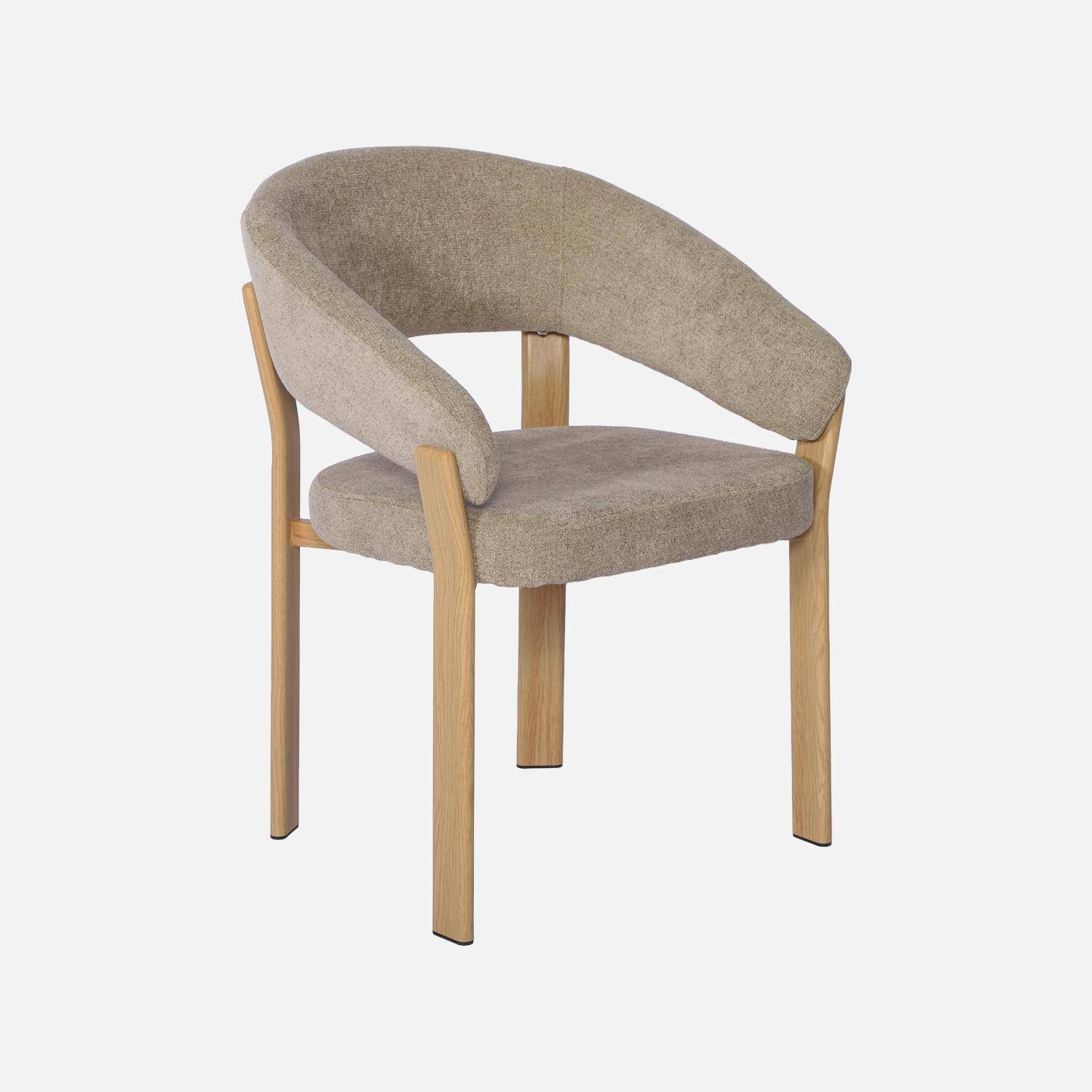 Set van 2 vintage fauteuils van staal lichte houtlook en gestructureerde stof taupe - Gloria Photo4
