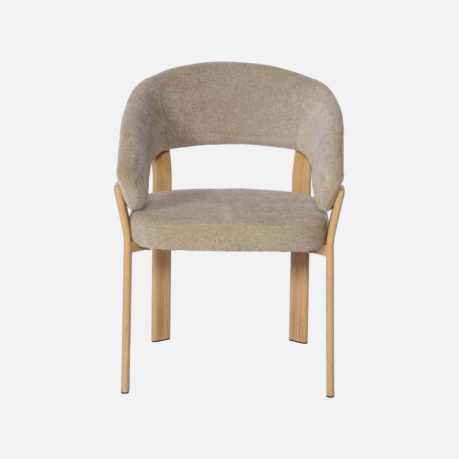 Set van 2 vintage fauteuils van staal lichte houtlook en gestructureerde stof taupe - Gloria Photo3
