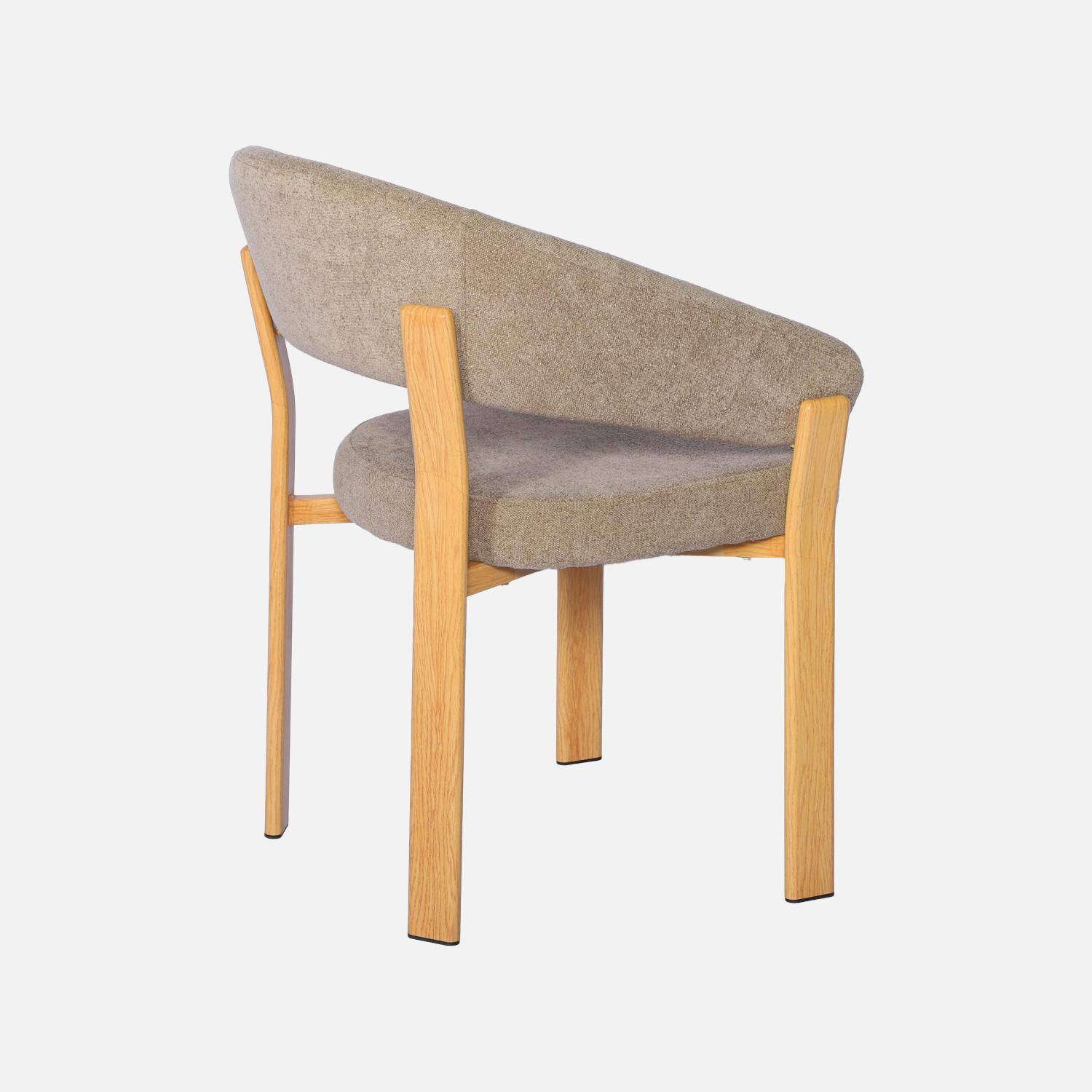 Lot de 2 fauteuils vintage acier effet bois clair et tissu texturé taupe - Gloria Photo6