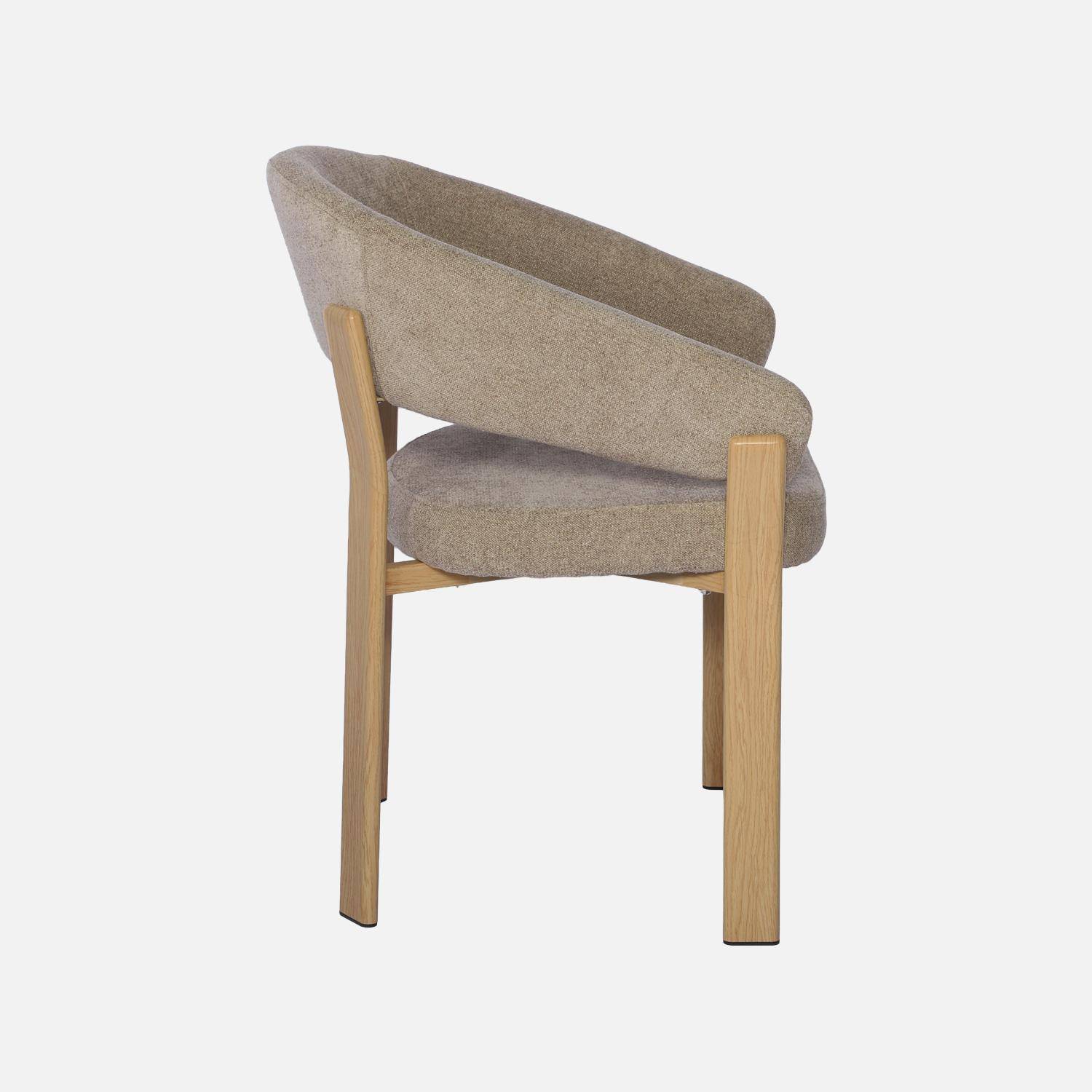 Set van 2 vintage fauteuils van staal lichte houtlook en gestructureerde stof taupe - Gloria Photo5