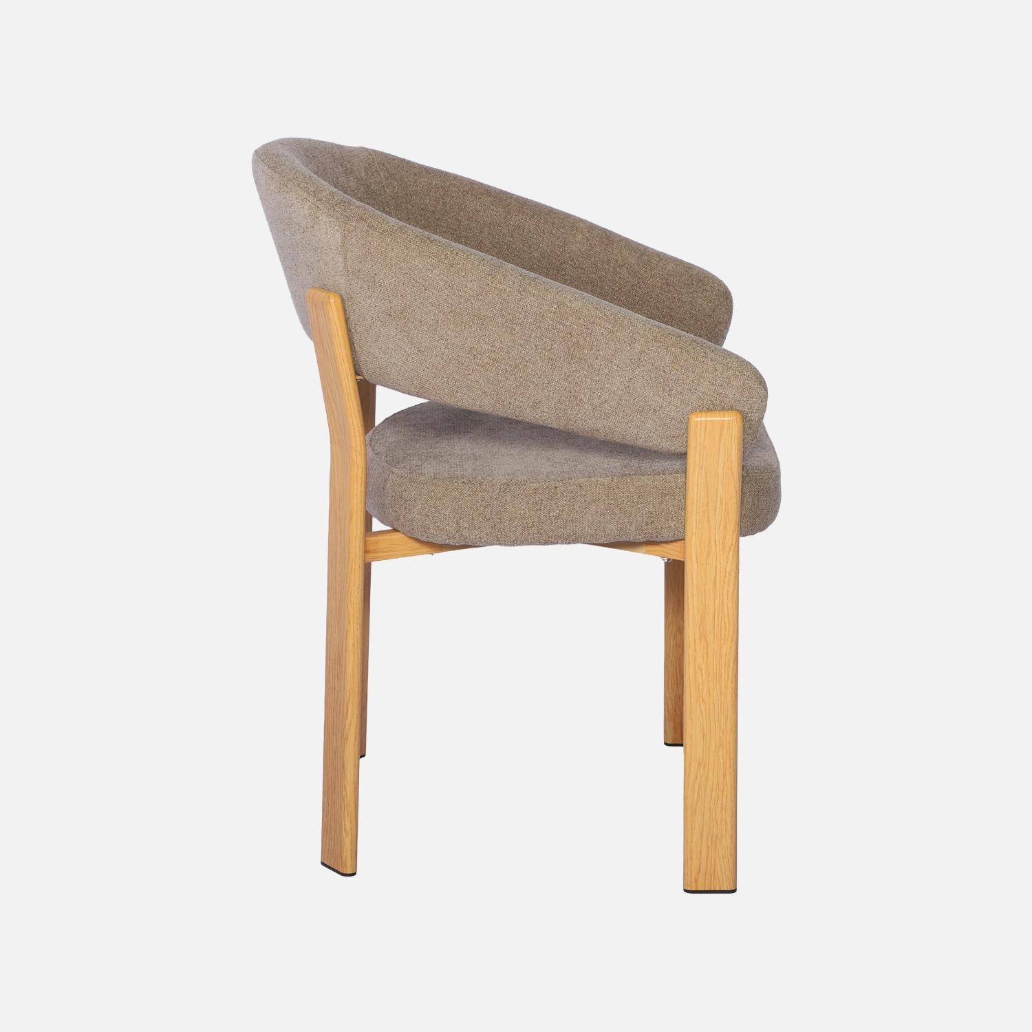 Lot de 2 fauteuils vintage acier effet bois clair et tissu texturé taupe - Gloria Photo5
