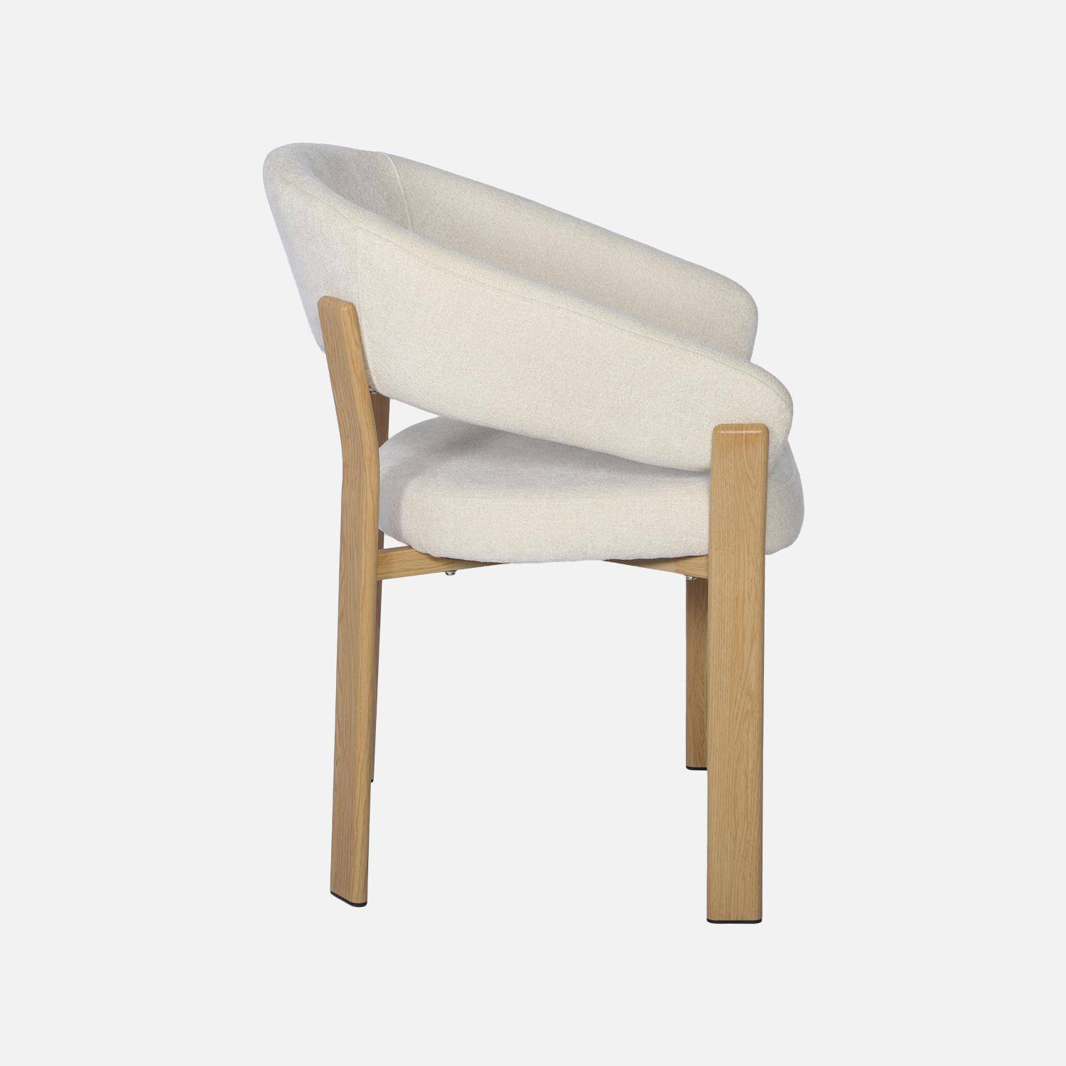 Set van 2 vintage fauteuils van staal lichte houtlook en gestructureerde stof crème - Gloria Photo5
