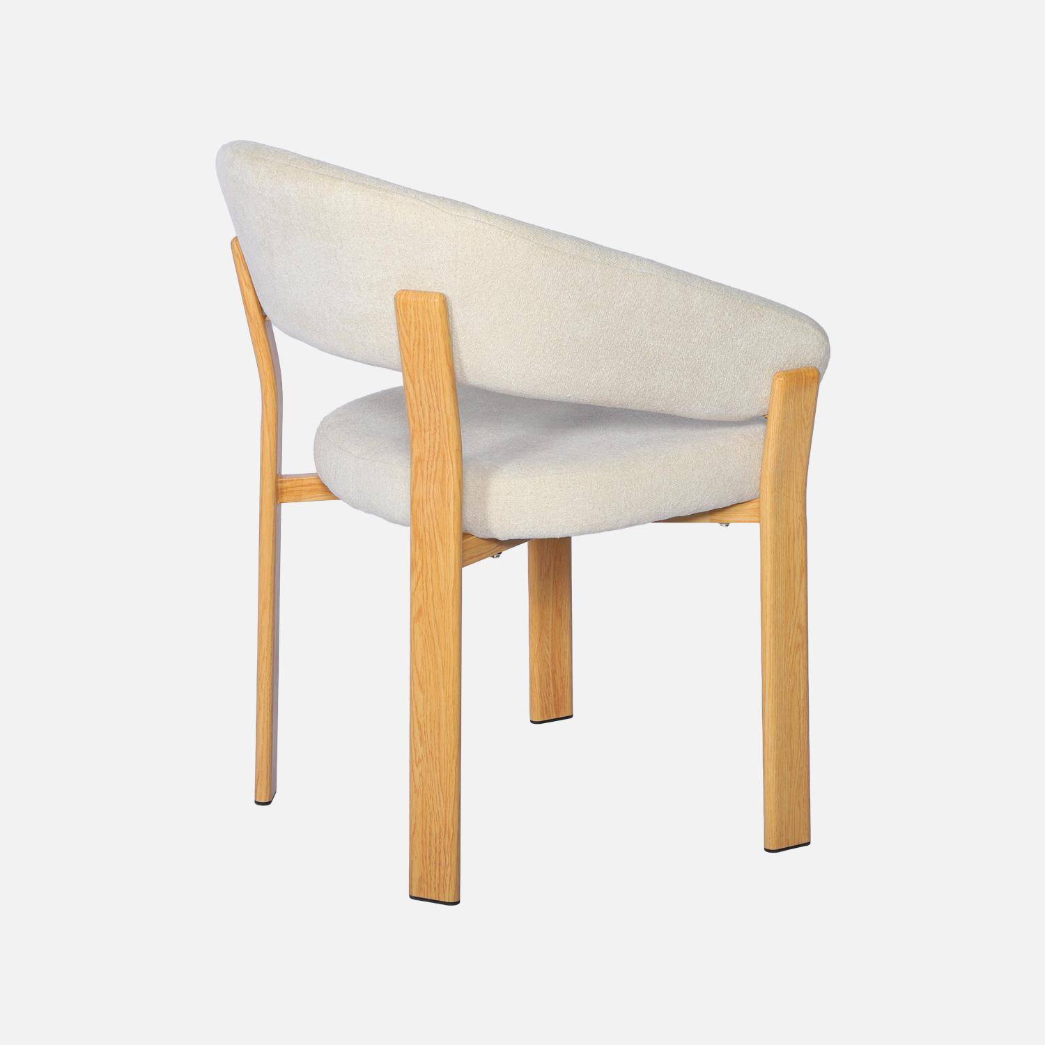 Lot de 2 fauteuils vintage acier effet bois clair et tissu texturé crème - Gloria Photo6